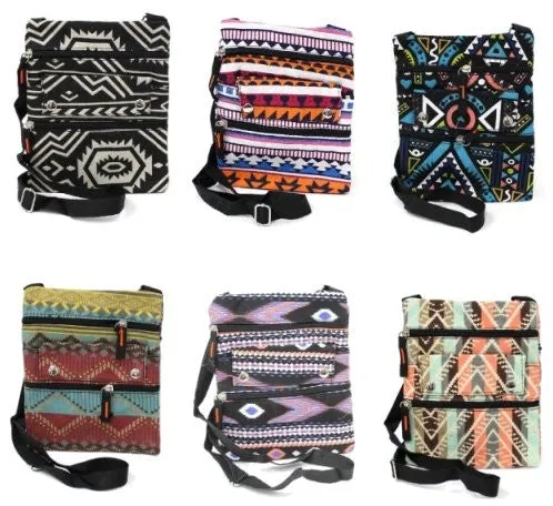 315/316-aztec mid sized cross body bag in aztec Case of 24