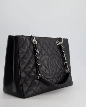 *AMAZING SHAPE* Chanel Black GST Grand Shopper Tote Bag in Caviar Leather with Silver Hardware