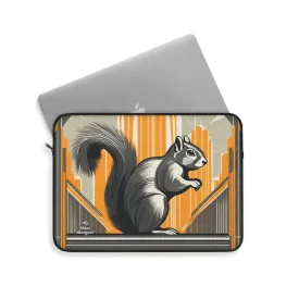 Art Deco Squirrel, Laptop Carrying Case, Top Loading Sleeve for School or Work