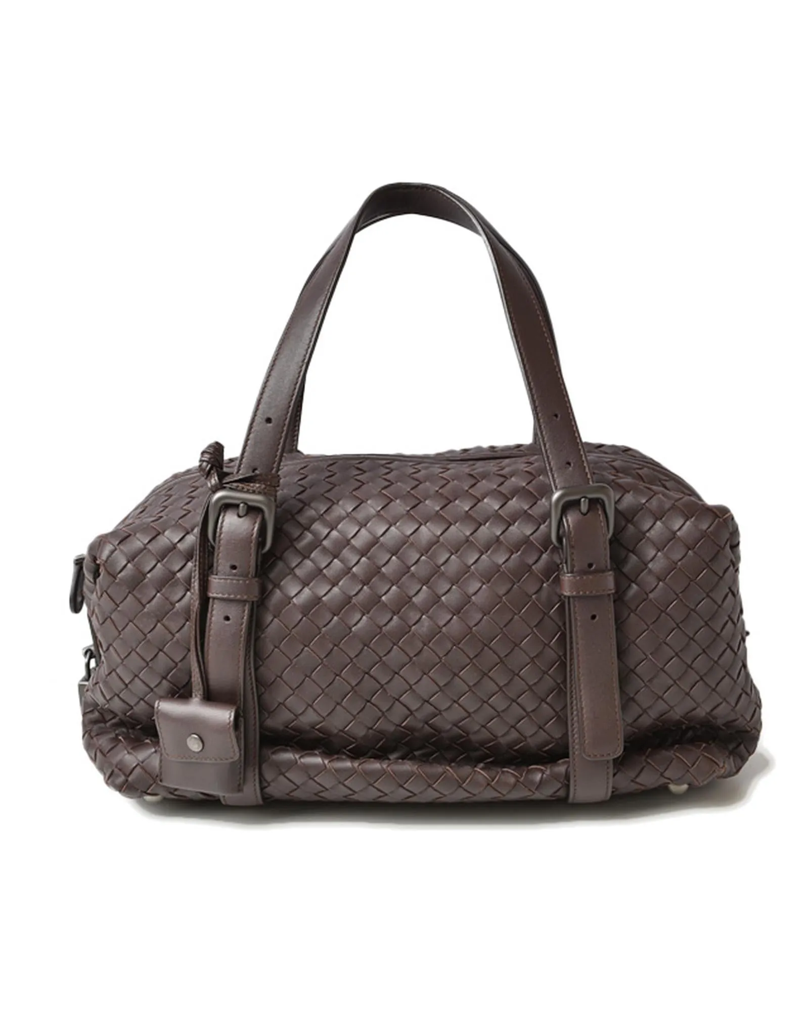 Authentic Bottega Veneta Lambskin Mini Boston Handbag