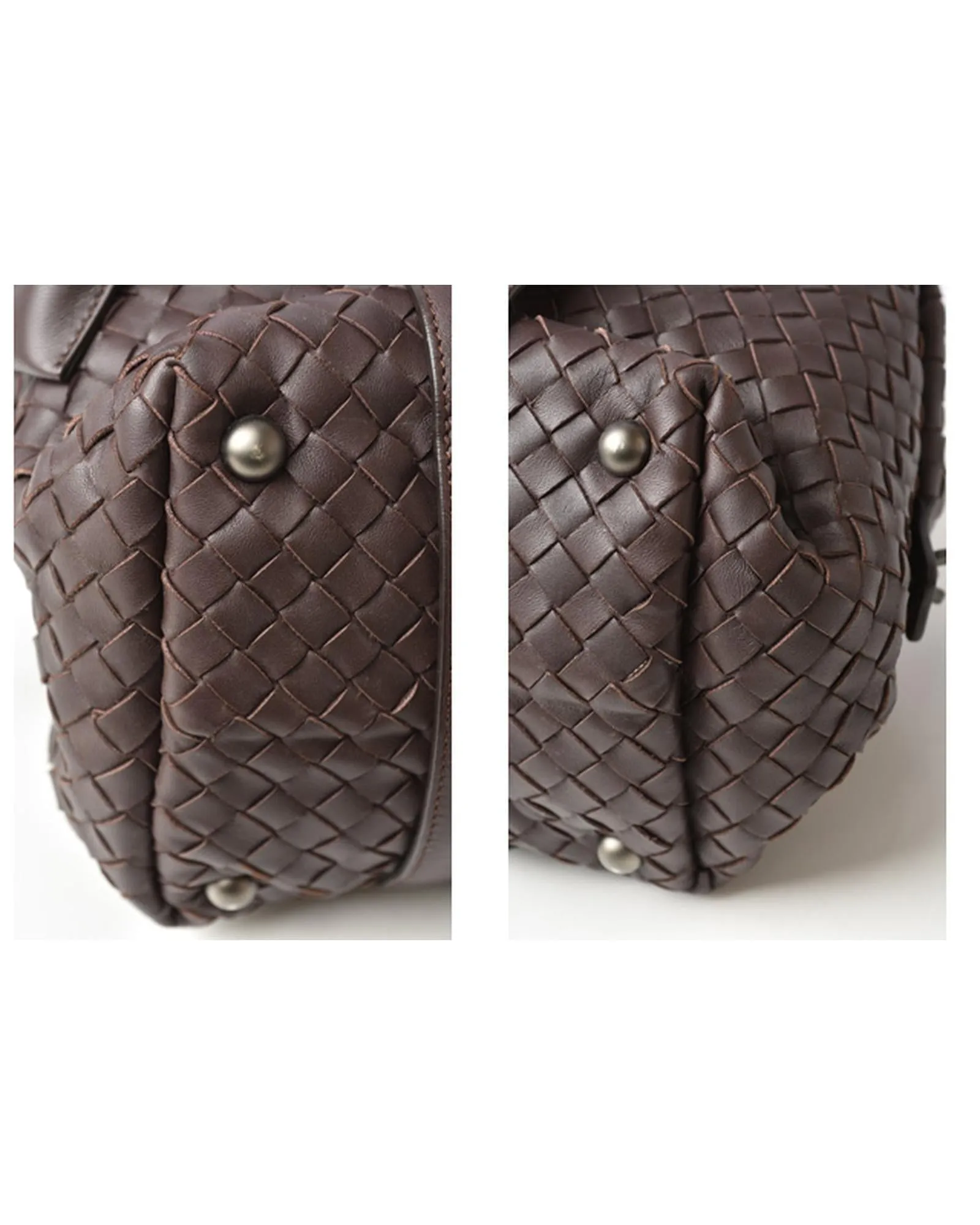 Authentic Bottega Veneta Lambskin Mini Boston Handbag