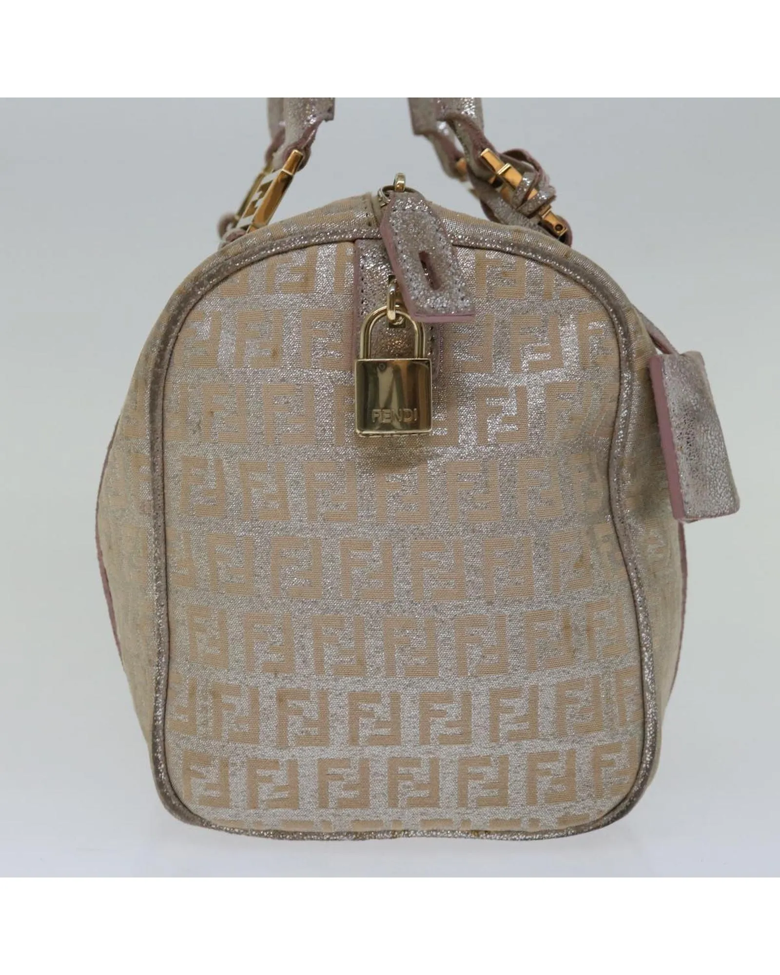 Authentic Fendi Zucchino Canvas Hand Bag with Beige Aesthetic