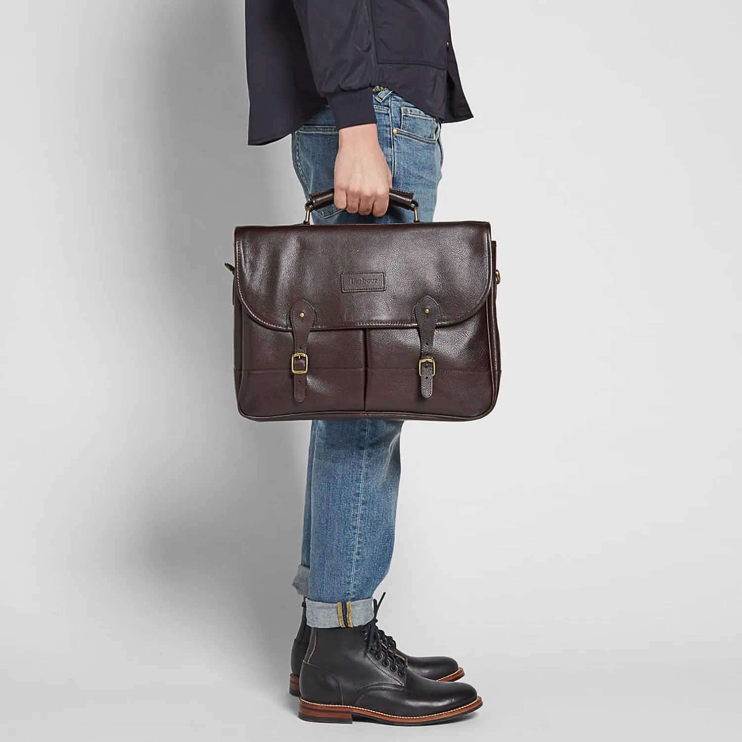 Barbour Briefcase - Dark Brown Leather - UBA0011BR91