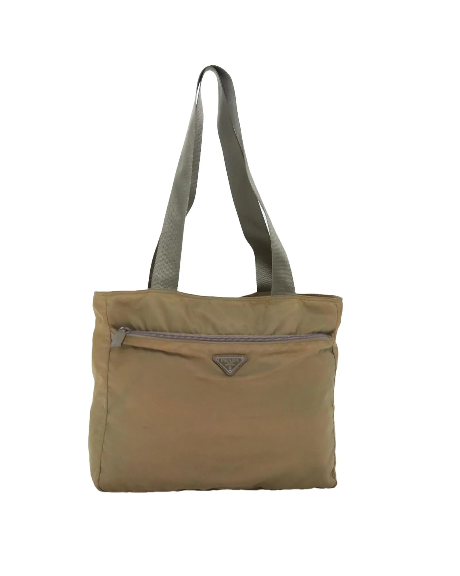 Beige Nylon Tote Bag with Scratches and Rubbing - Made in Italy