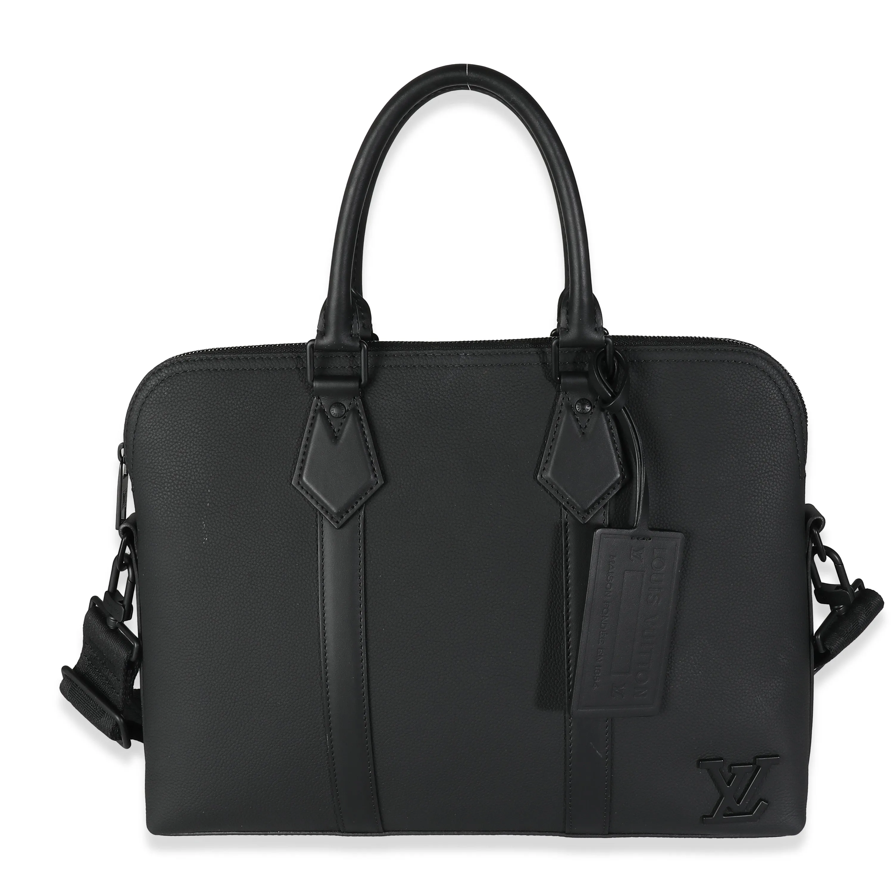 Black Calfskin Aerogram Takeoff Briefcase