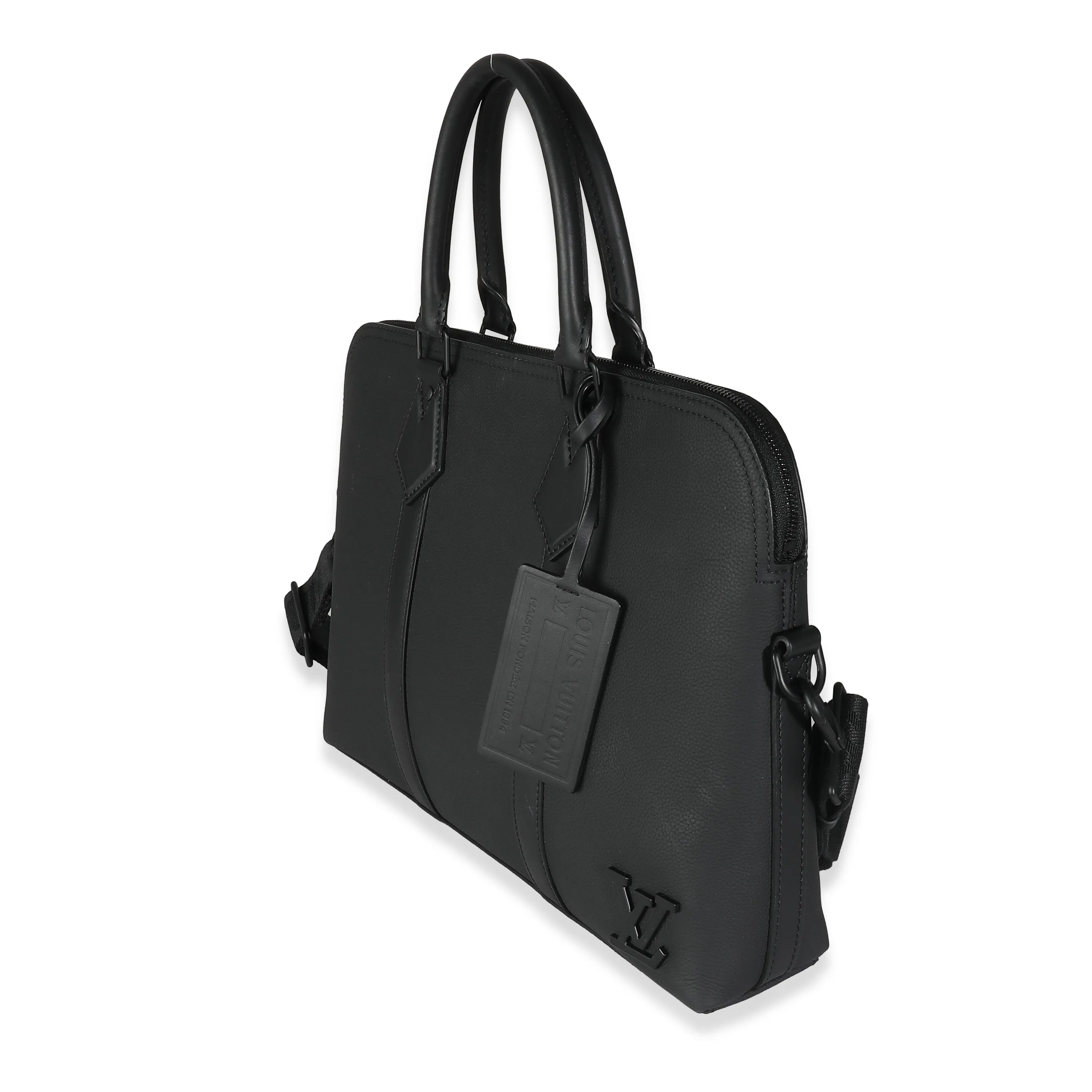 Black Calfskin Aerogram Takeoff Briefcase