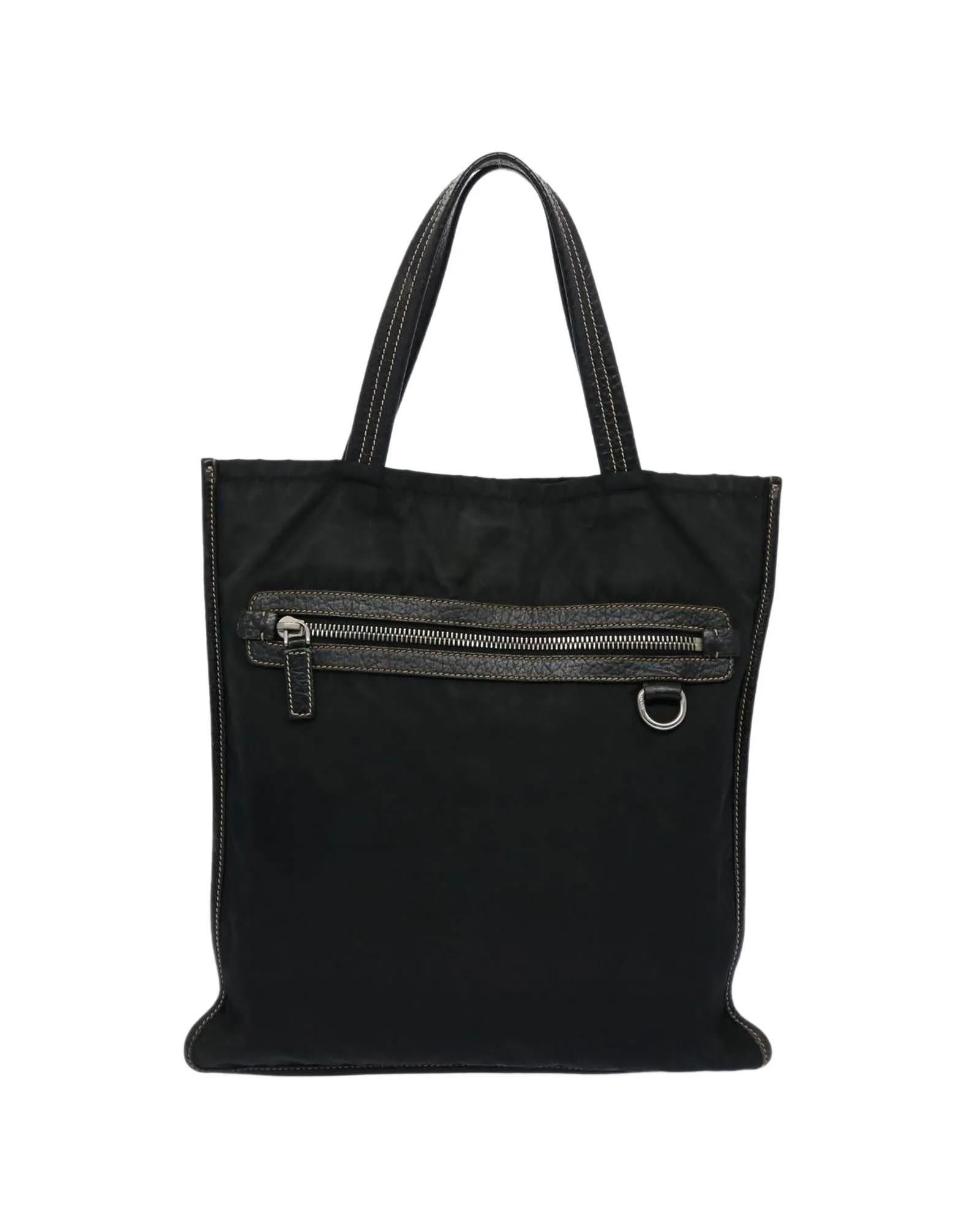 Black Nylon Tote Bag with Guarantee Card - Made in Italy