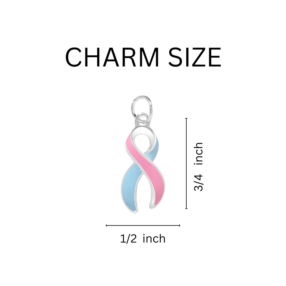 Blue and Pink Ribbon Retractable Charm Bracelet