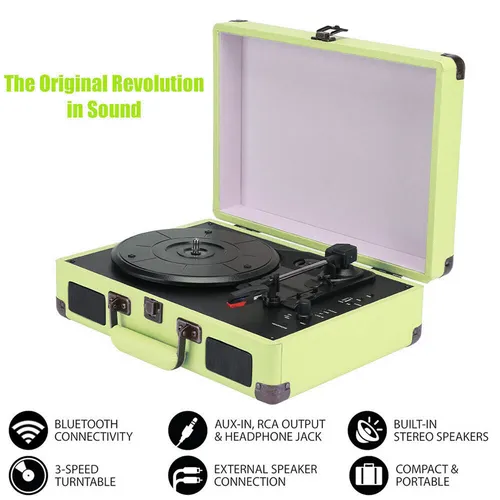 Bluetooth Vinyl Turntable with Stereo Speakers & USB