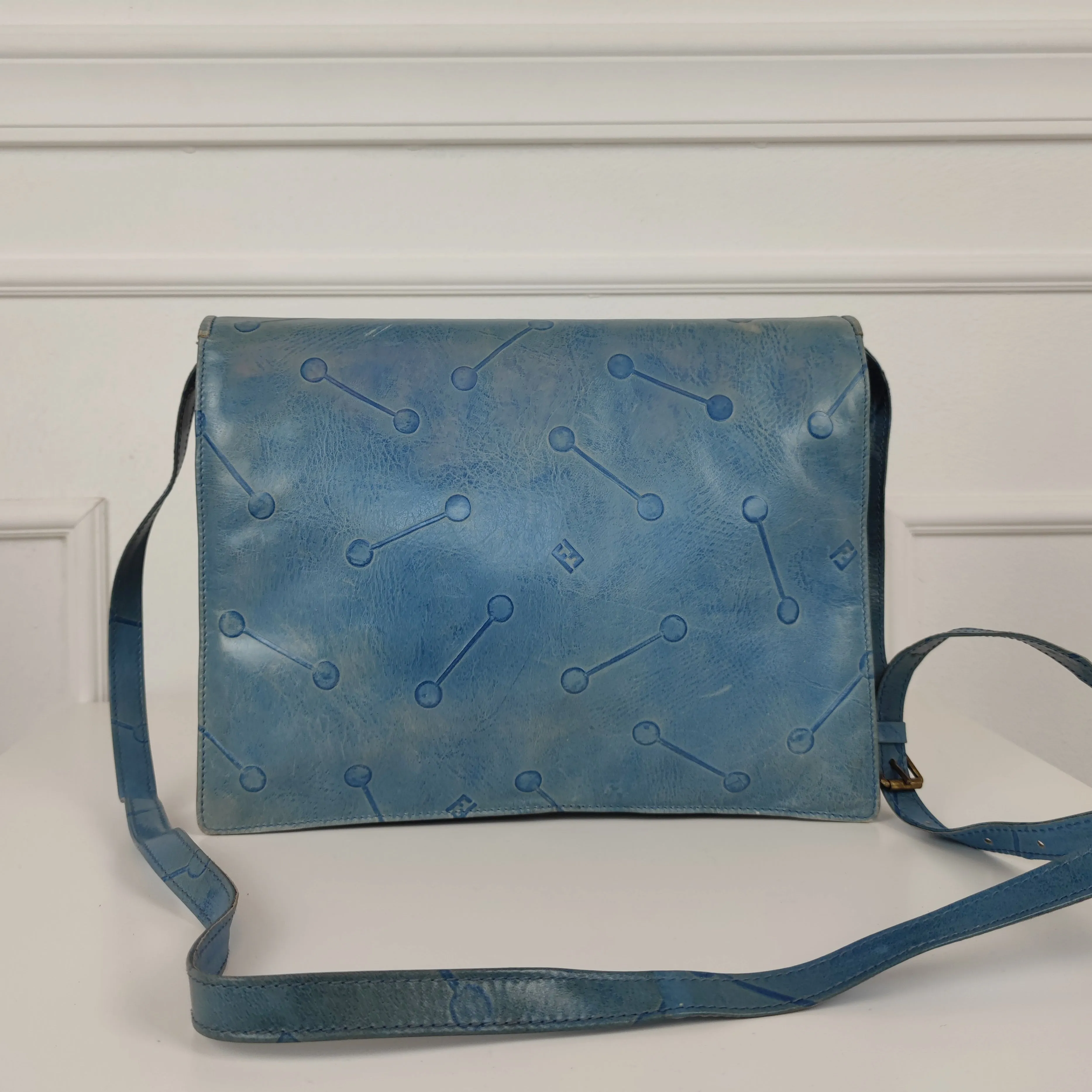 Borsa vintage Fendi pelle azzurra