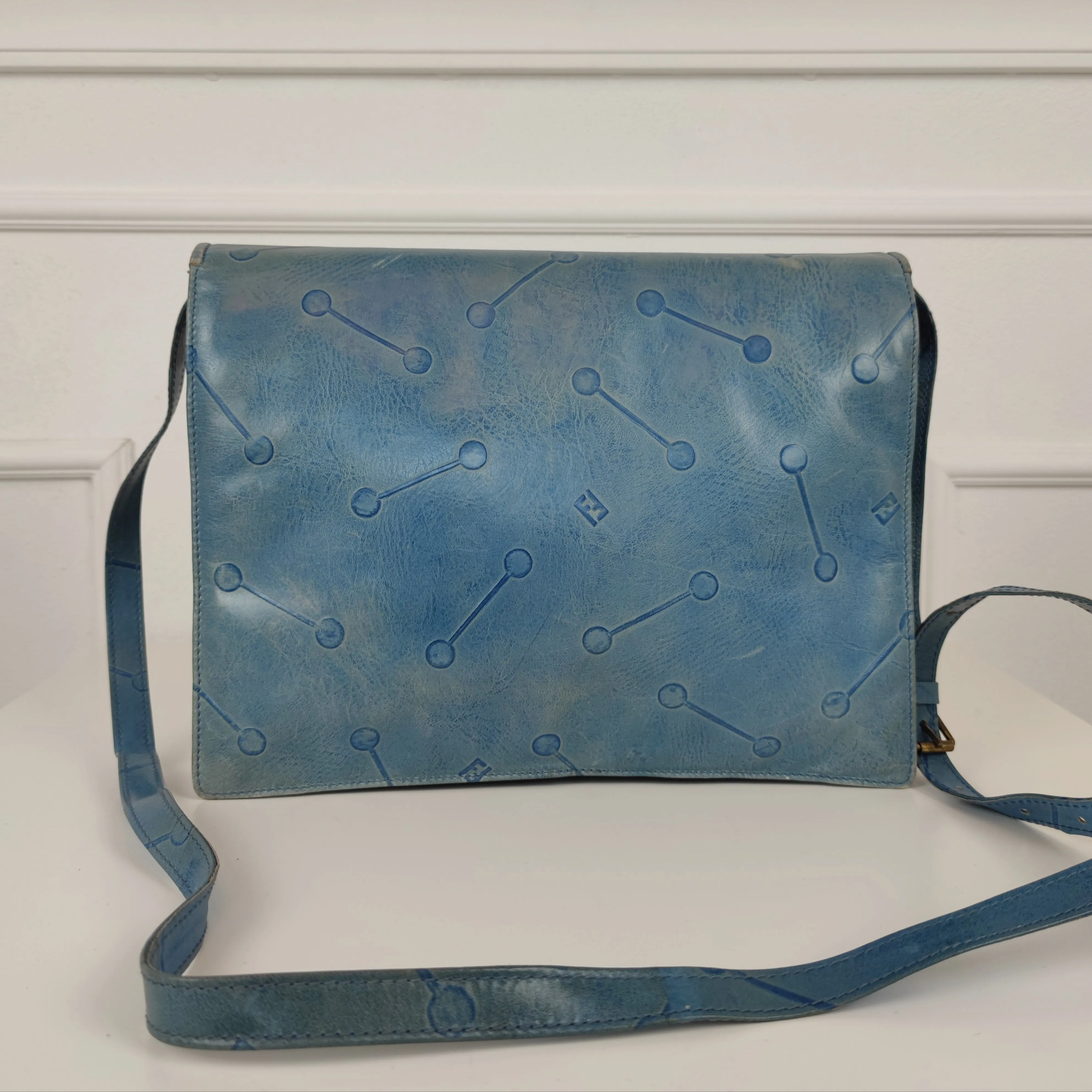 Borsa vintage Fendi pelle azzurra