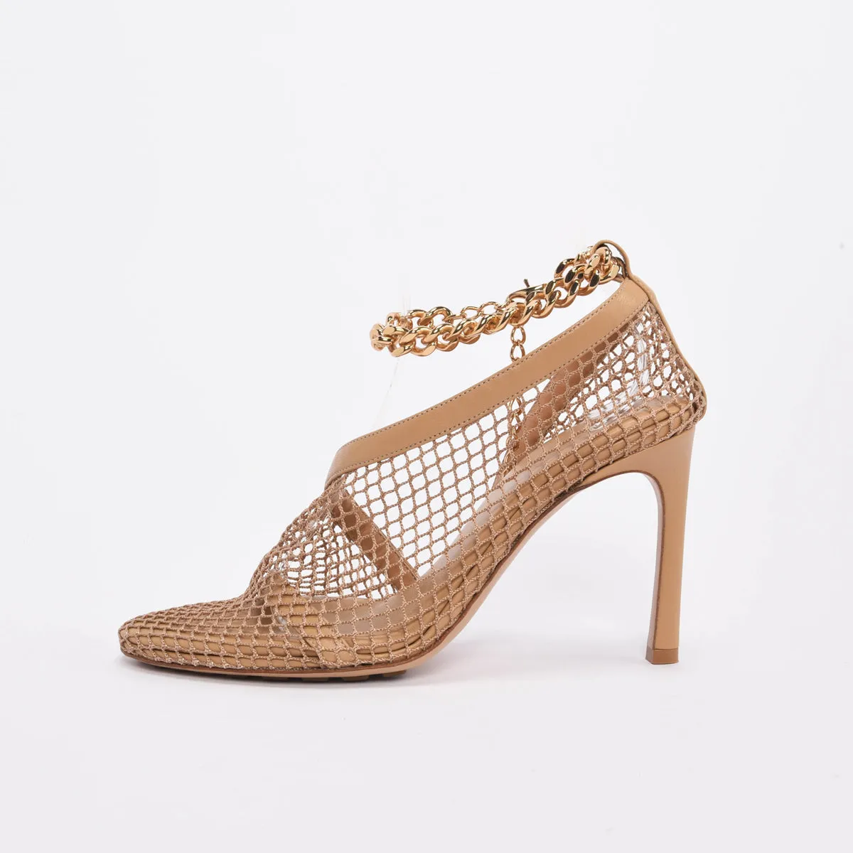 Bottega Veneta Beige Mesh Chunky Chain Pumps 37