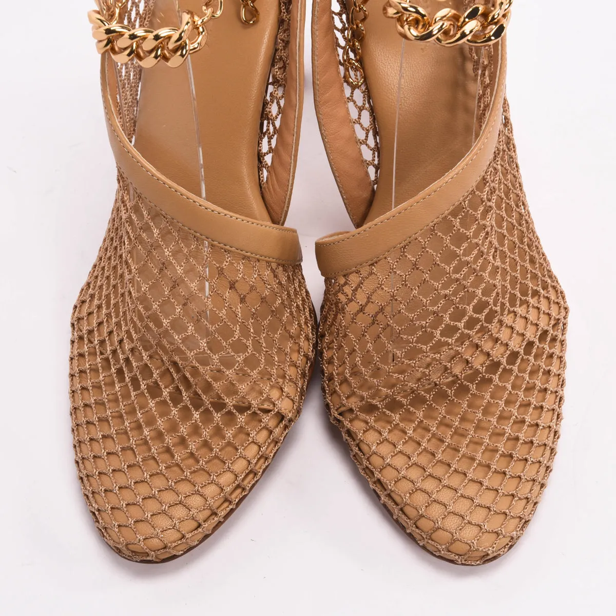 Bottega Veneta Beige Mesh Chunky Chain Pumps 37