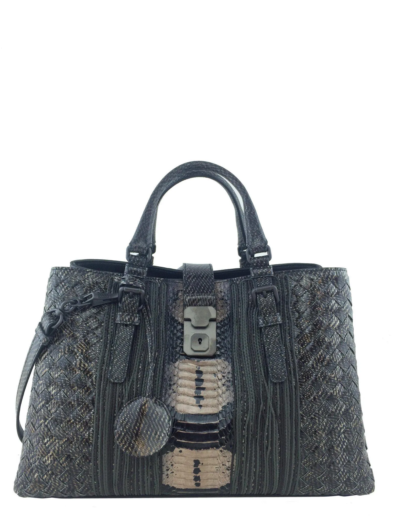 Bottega Veneta Intrecciato Snakeskin Small Roma Bag NEW