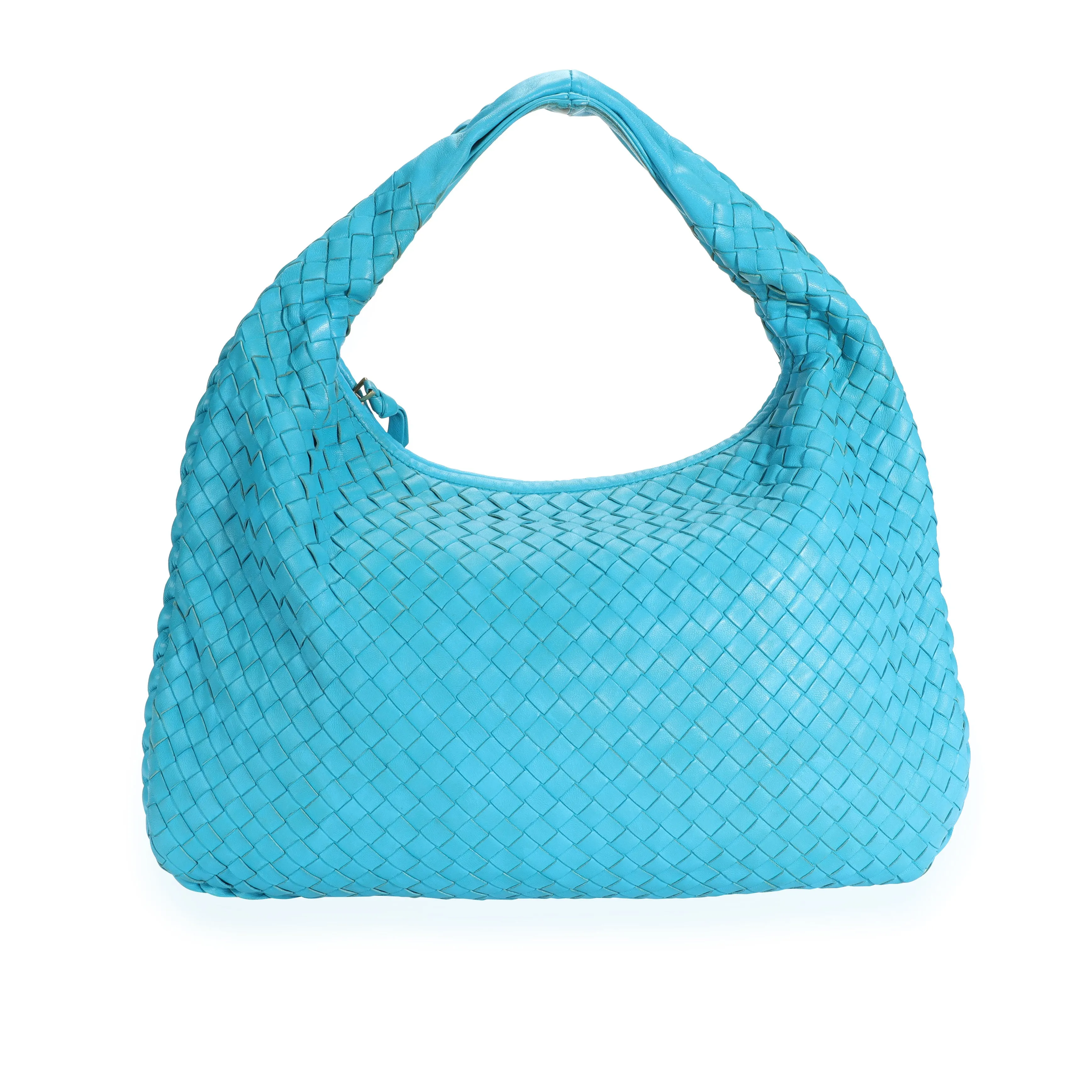 Bottega Veneta Turquoise Intrecciato Leather Medium Veneta Hobo