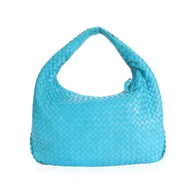 Bottega Veneta Turquoise Intrecciato Leather Medium Veneta Hobo