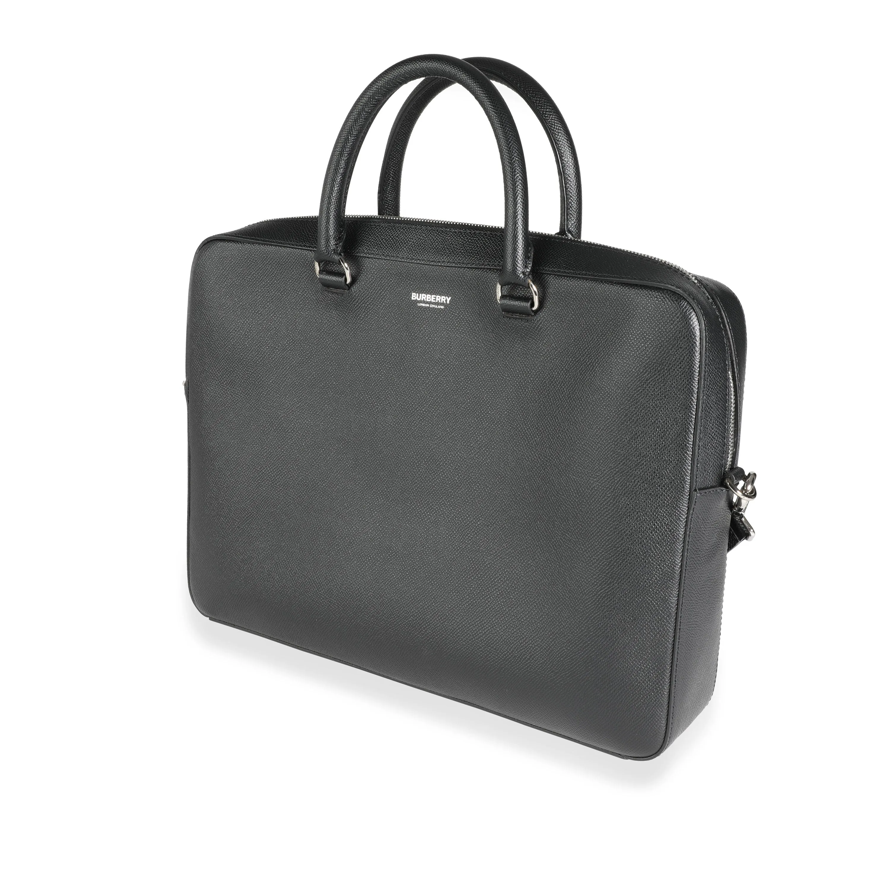 Burberry Black Grained Leather Ainsworth Business Briefcase