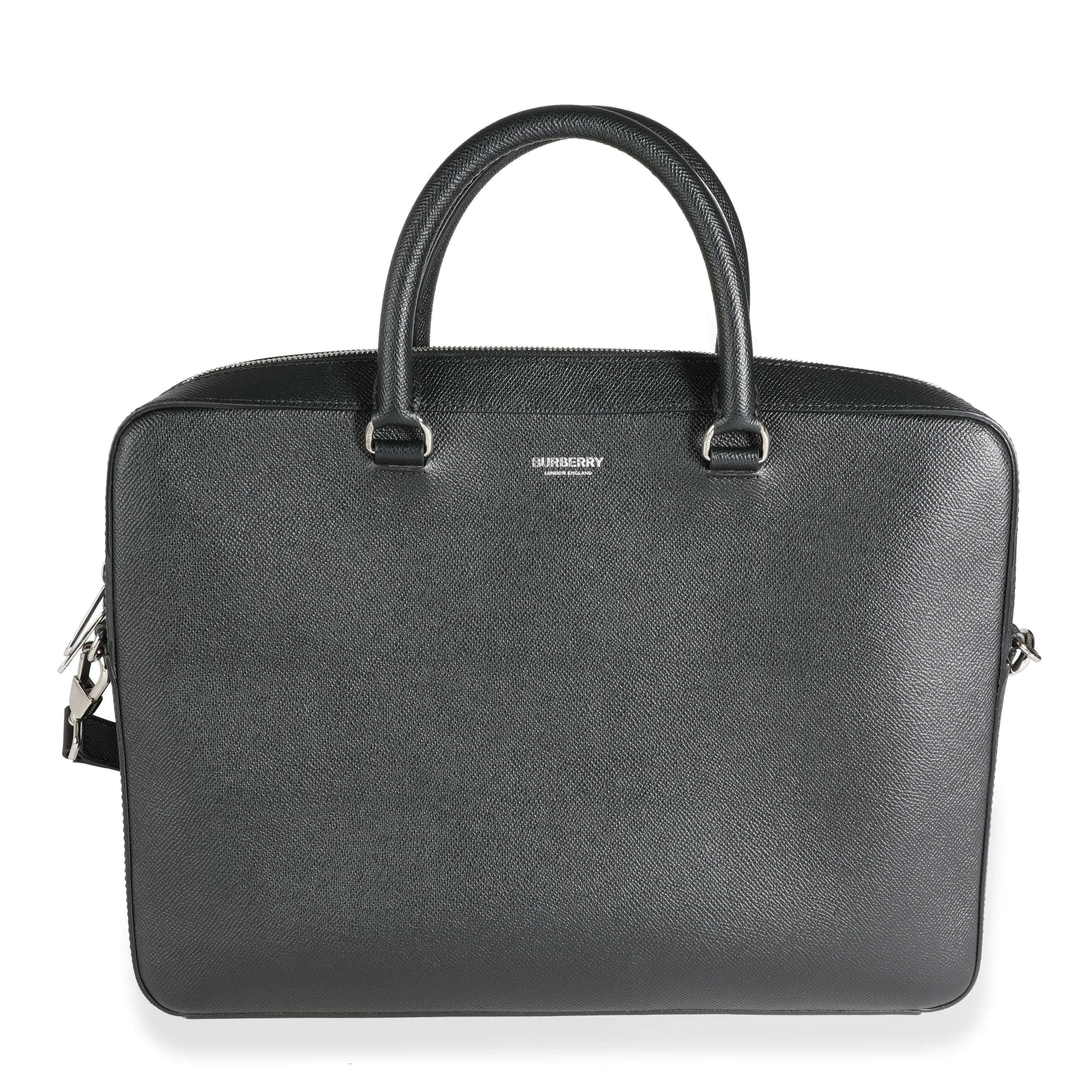 Burberry Black Grained Leather Ainsworth Business Briefcase