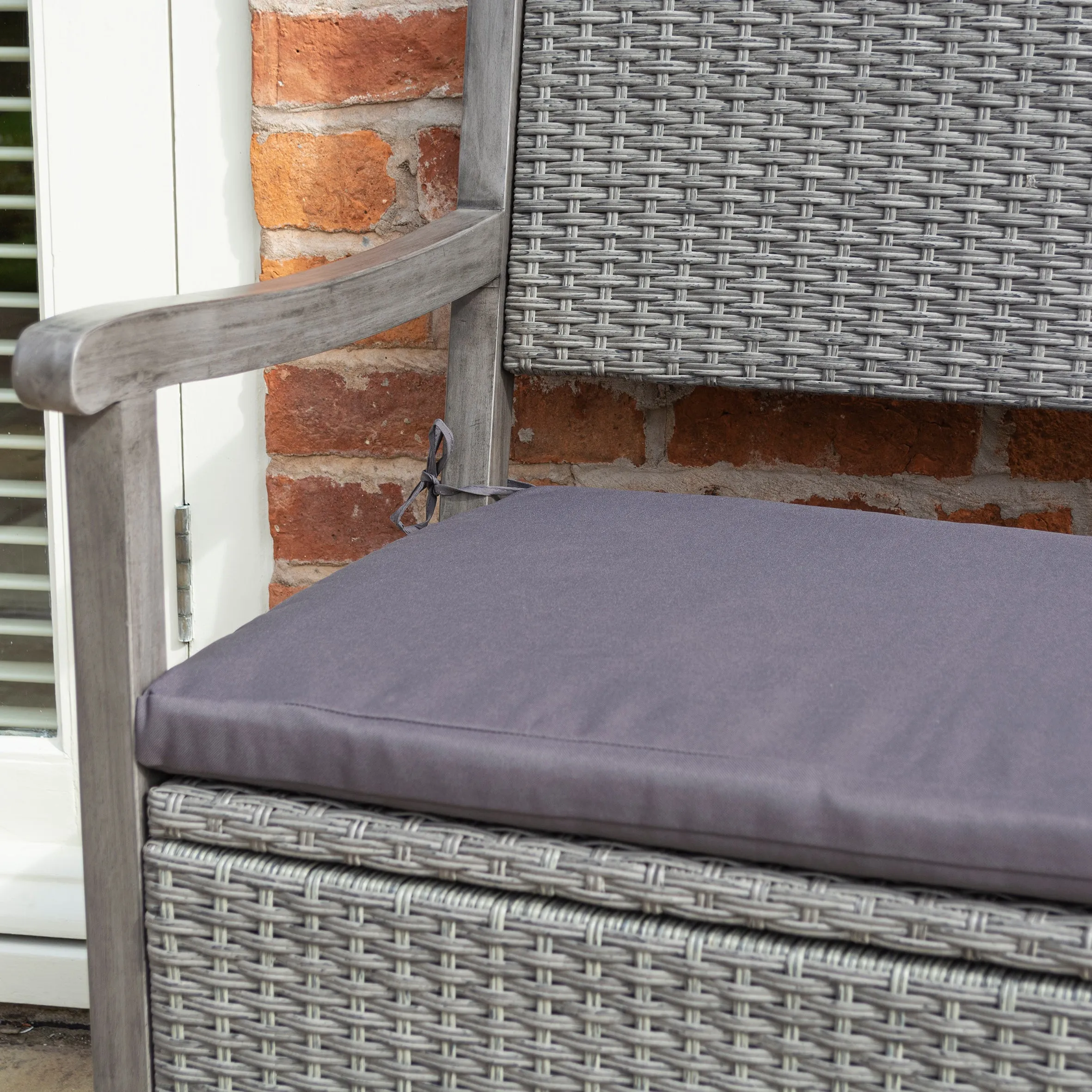 Burley Rattan- Storage Bench- Grey