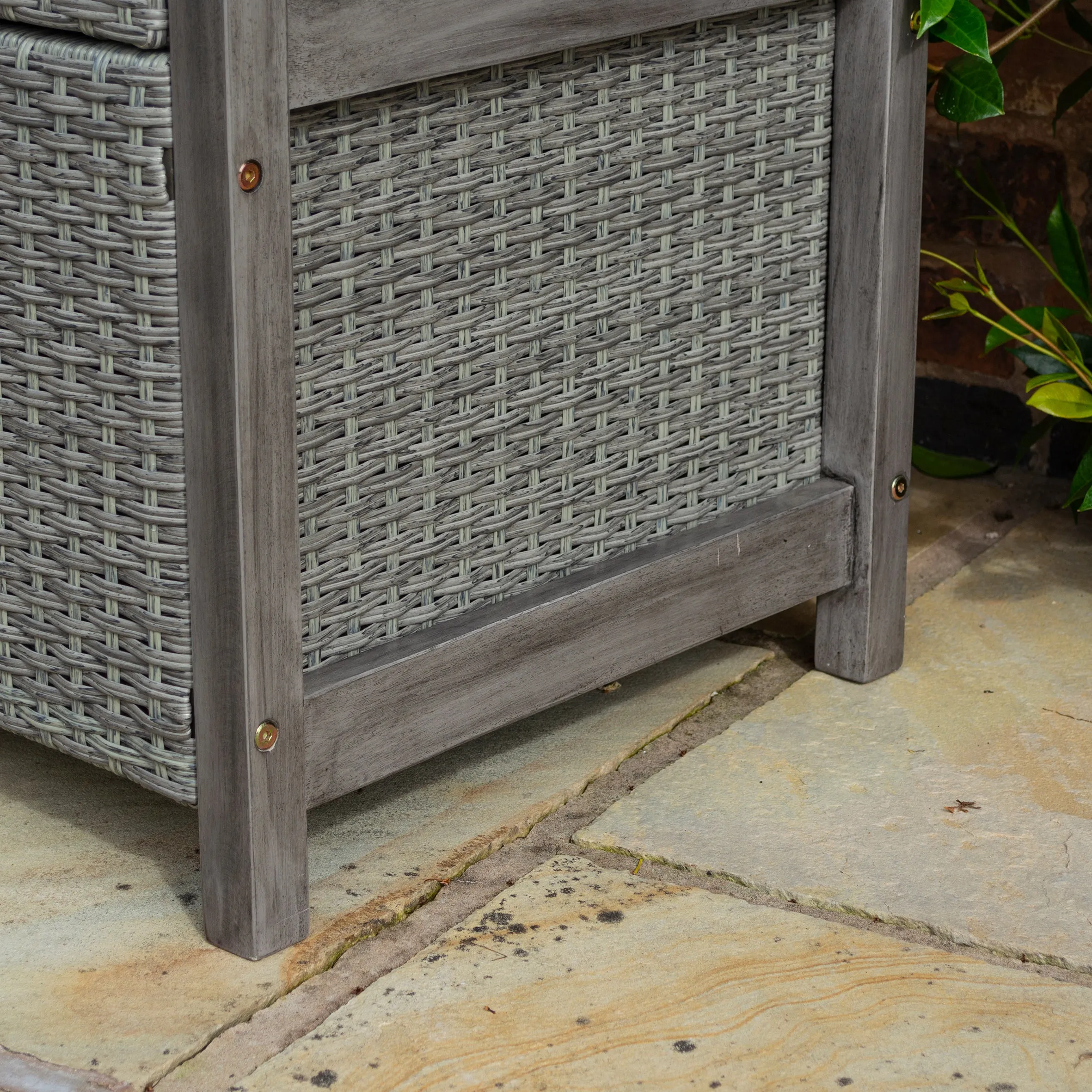 Burley Rattan- Storage Bench- Grey