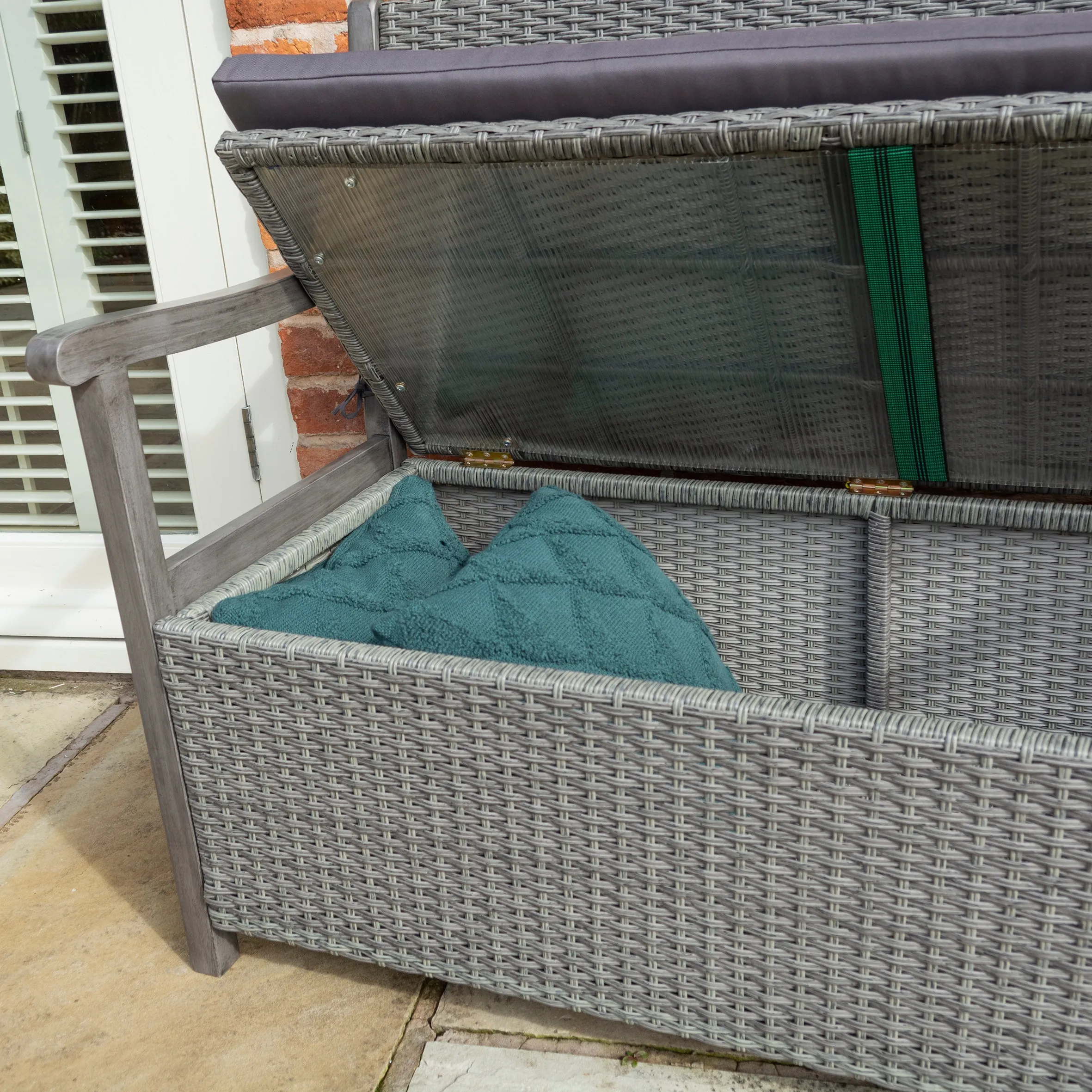 Burley Rattan- Storage Bench- Grey