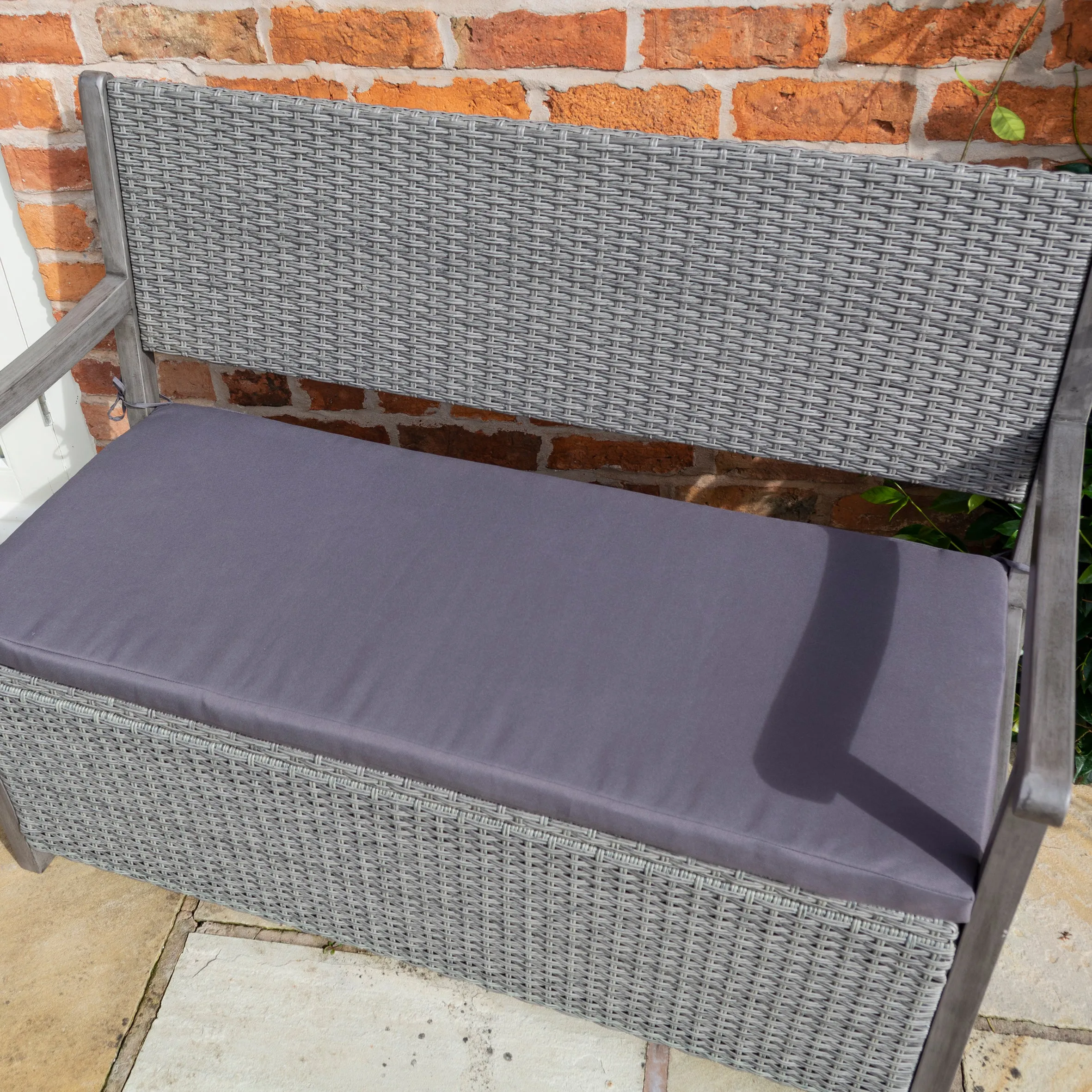 Burley Rattan- Storage Bench- Grey