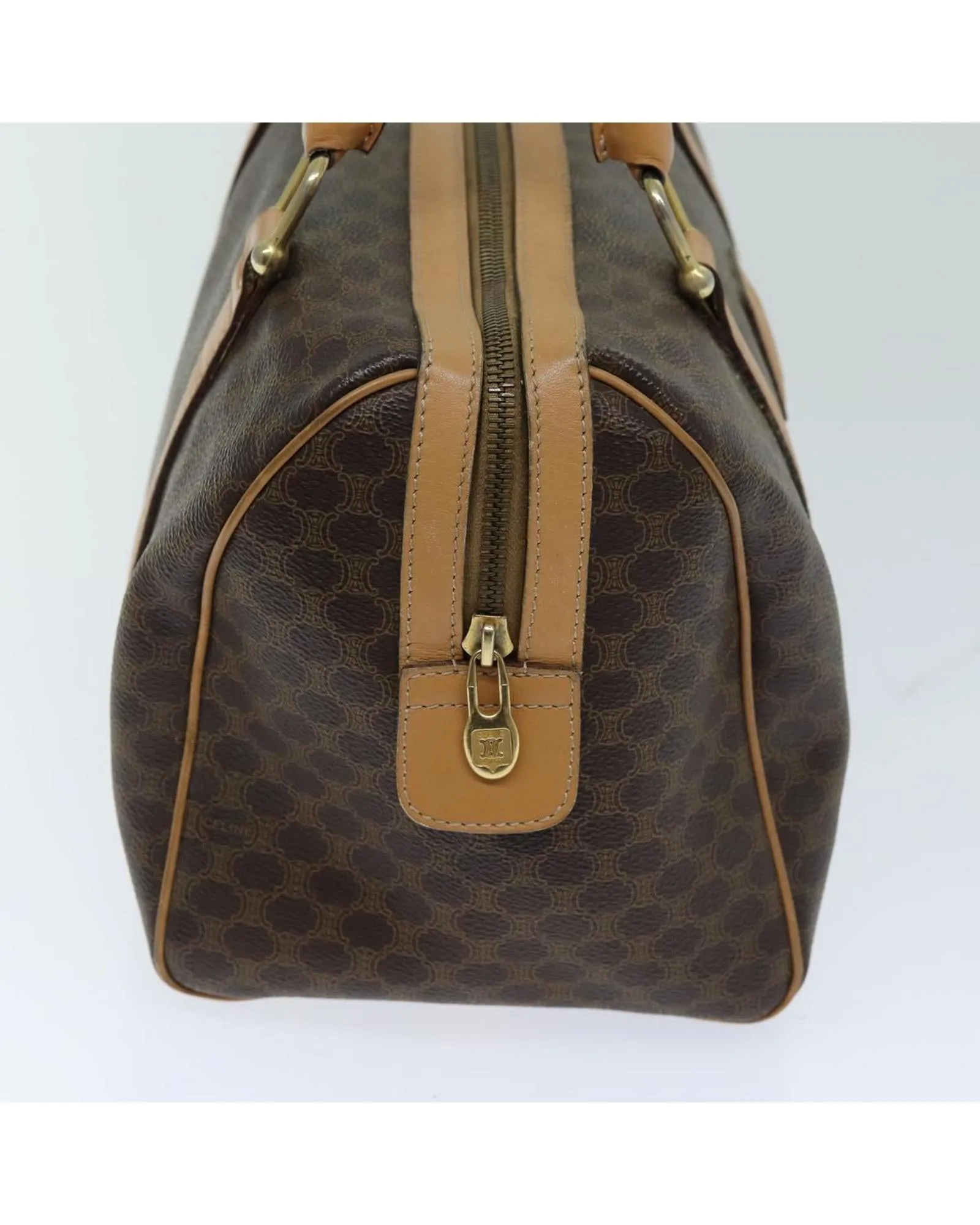 Canvas Boston Bag with PVC Leather Accents in Brown - Celine Authenticated (SKU: ep4183)