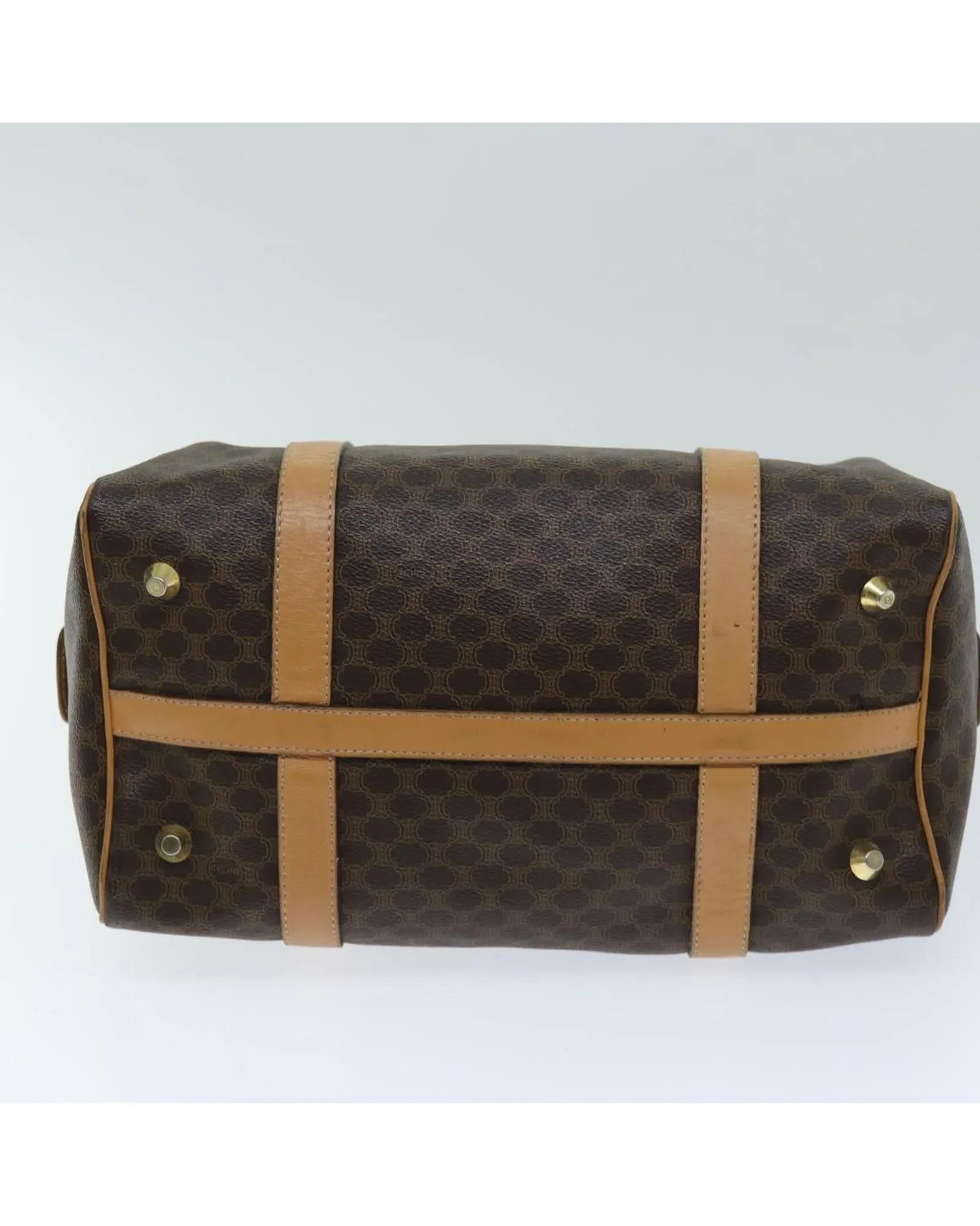 Canvas Boston Bag with PVC Leather Accents in Brown - Celine Authenticated (SKU: ep4183)