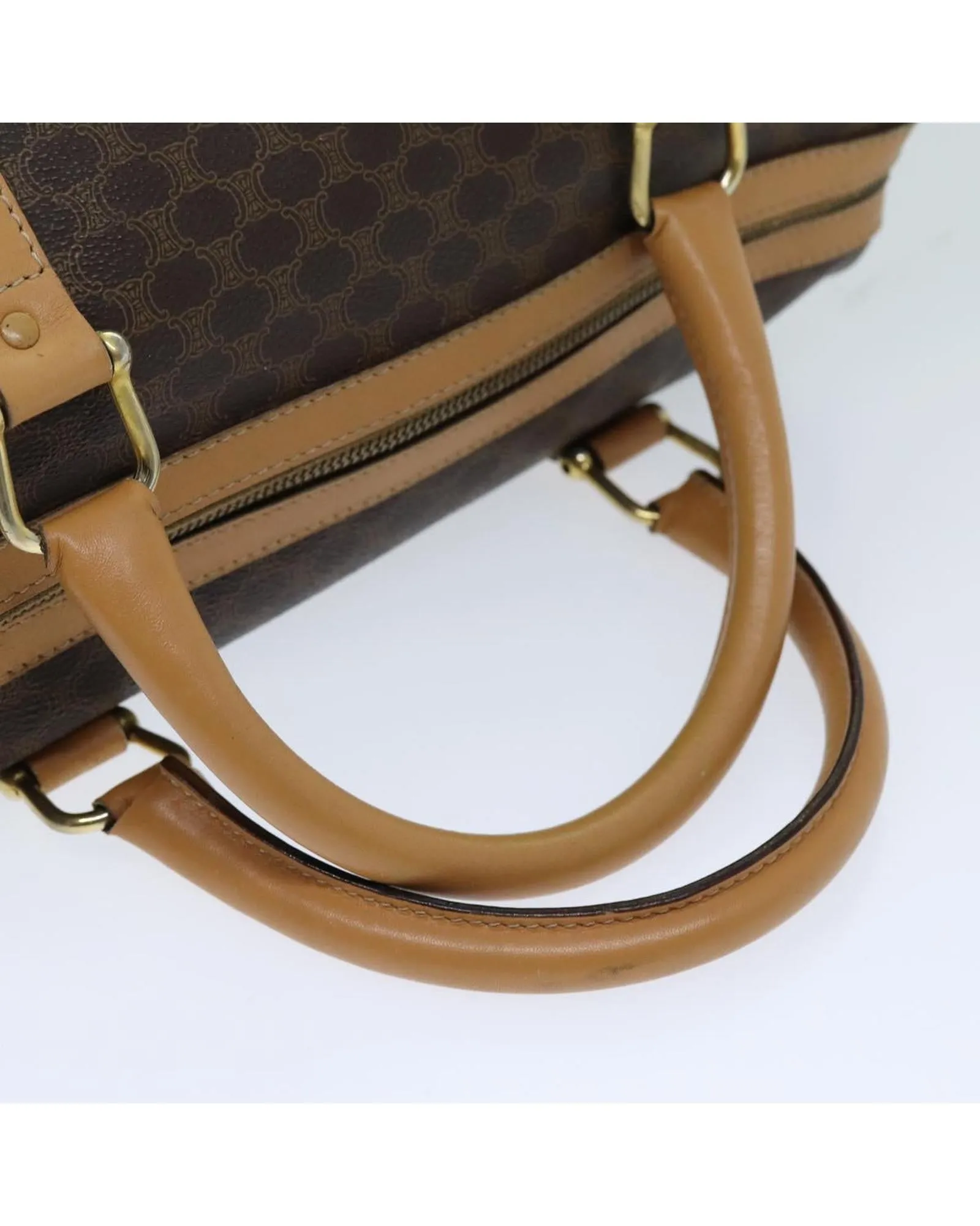 Canvas Boston Bag with PVC Leather Accents in Brown - Celine Authenticated (SKU: ep4183)