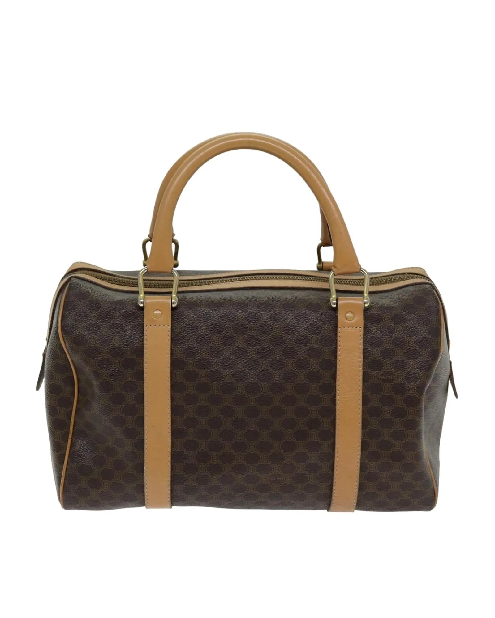 Canvas Boston Bag with PVC Leather Accents in Brown - Celine Authenticated (SKU: ep4183)