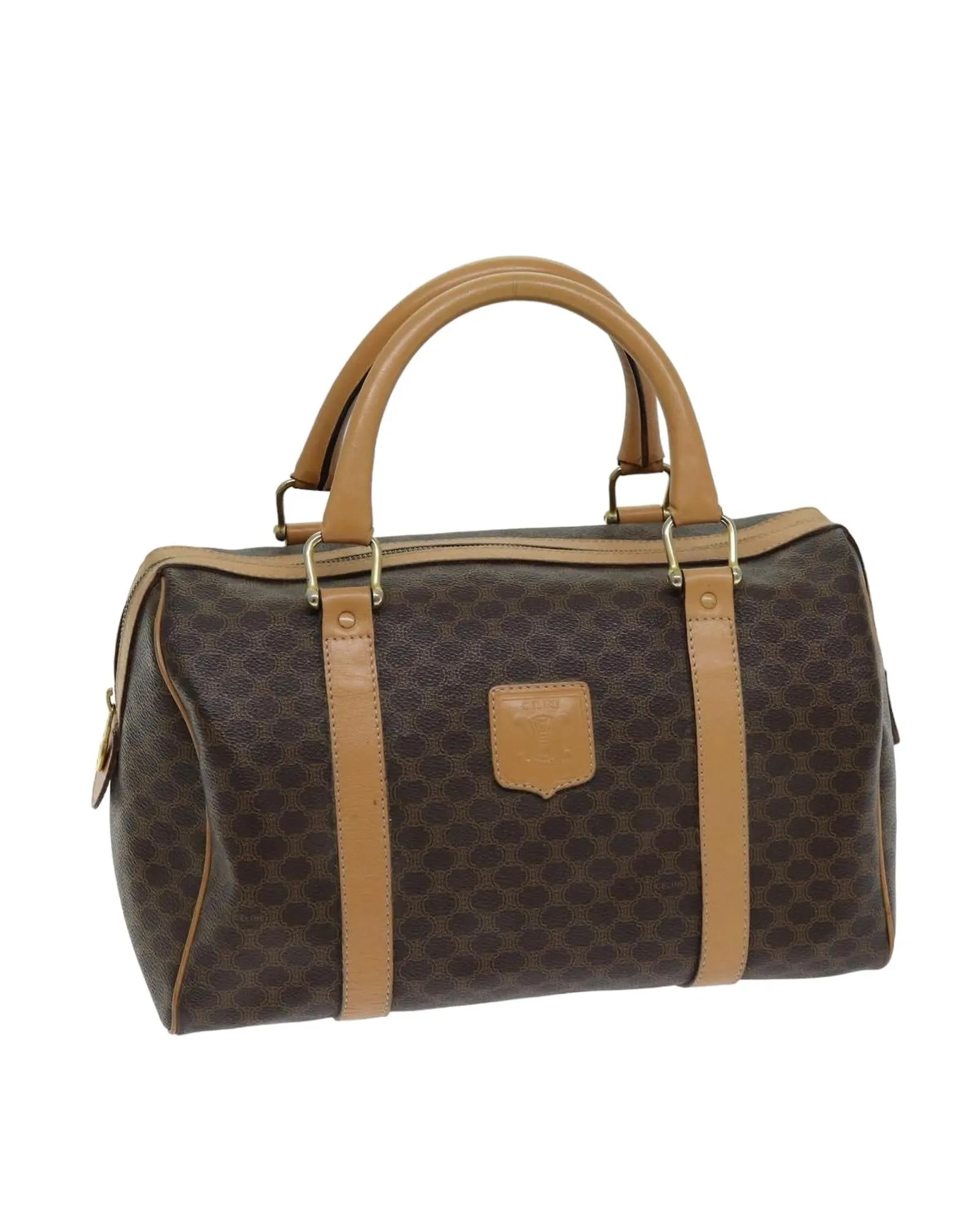 Canvas Boston Bag with PVC Leather Accents in Brown - Celine Authenticated (SKU: ep4183)