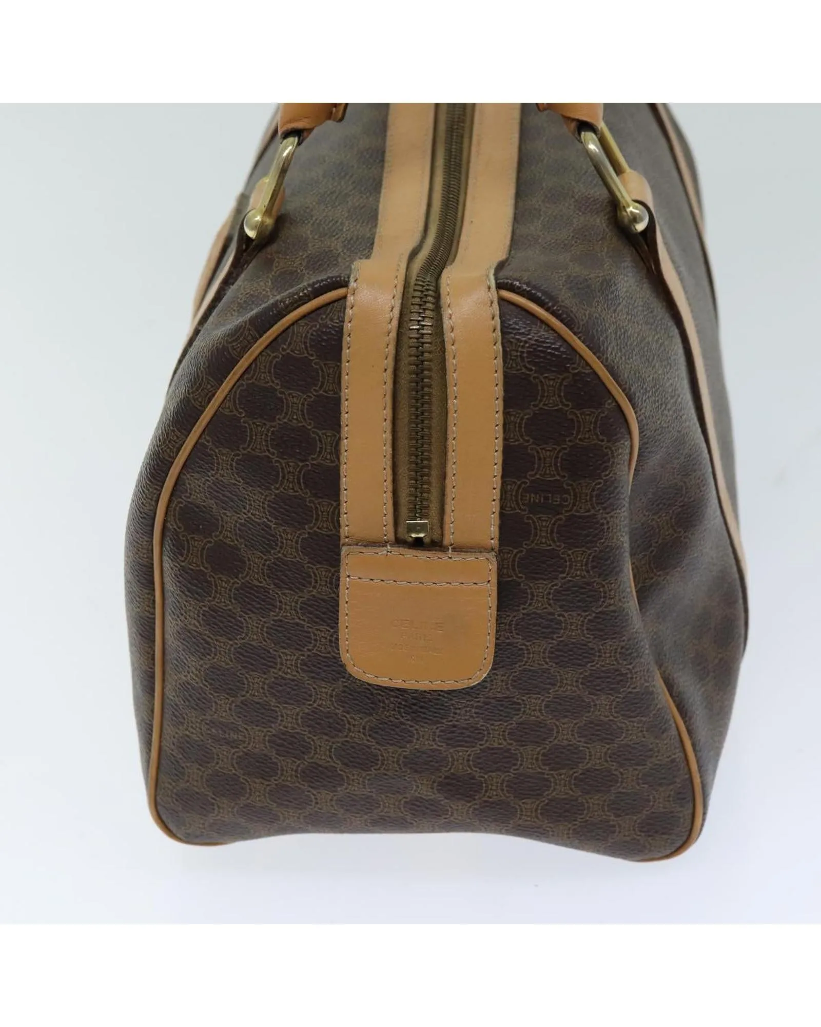 Canvas Boston Bag with PVC Leather Accents in Brown - Celine Authenticated (SKU: ep4183)