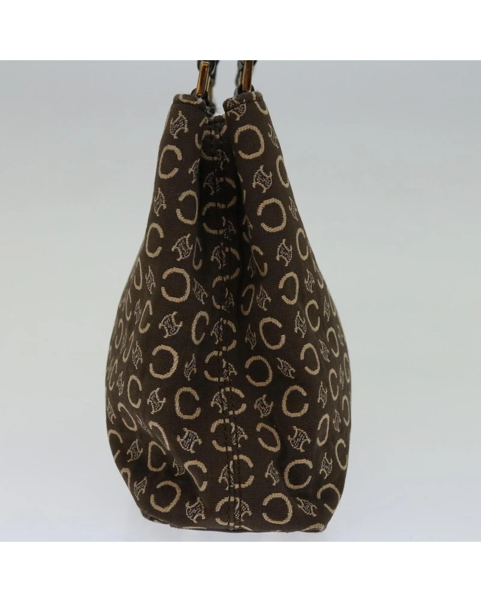 Canvas Brown Hand Bag with C Logo Print - Authentic Celine