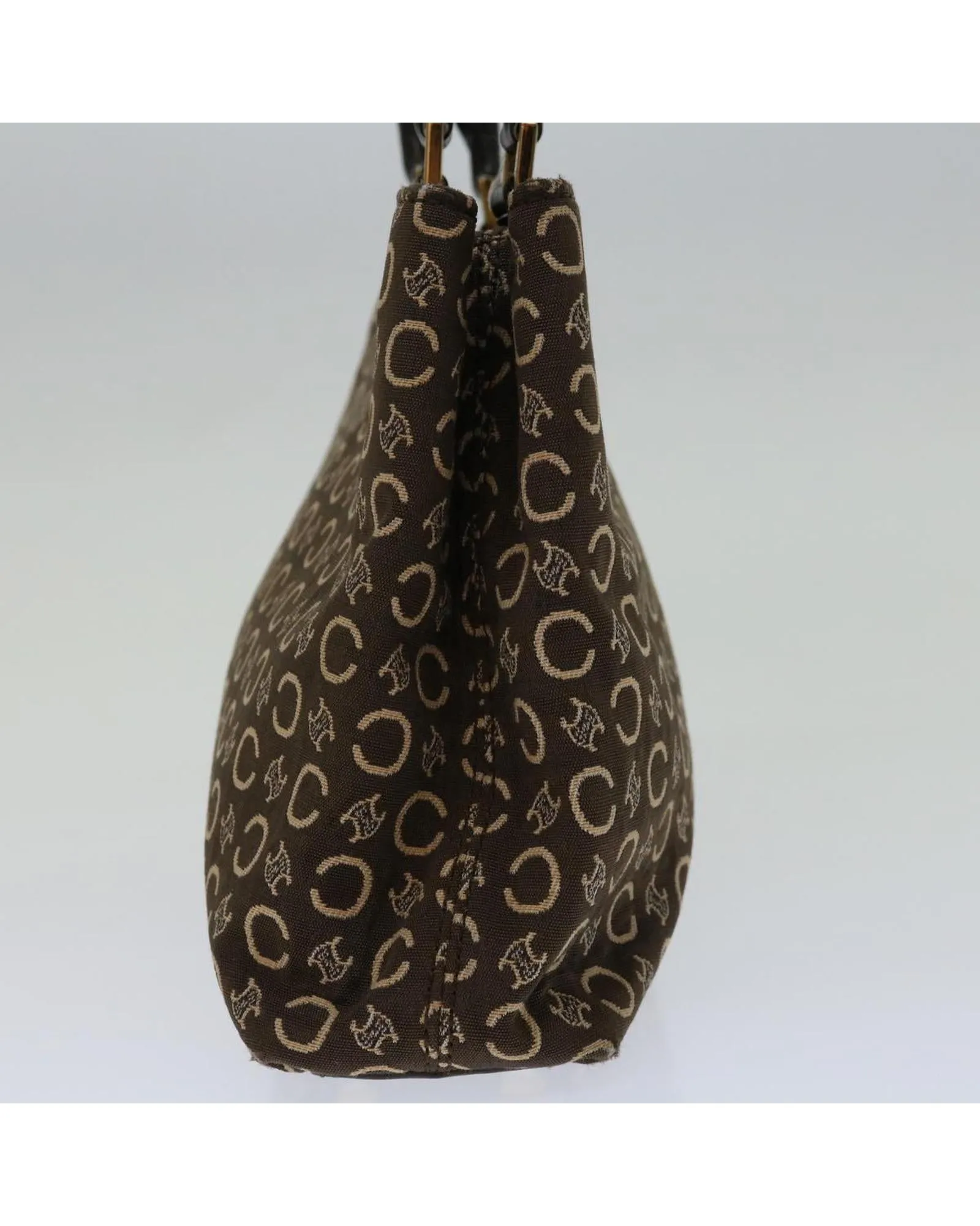 Canvas Brown Hand Bag with C Logo Print - Authentic Celine