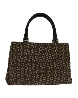 Canvas Brown Hand Bag with C Logo Print - Authentic Celine