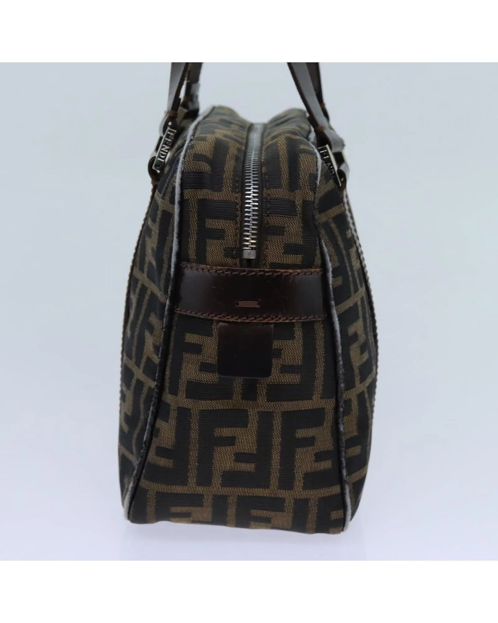 Canvas Brown Hand Bag with Zucca Pattern by Fendi