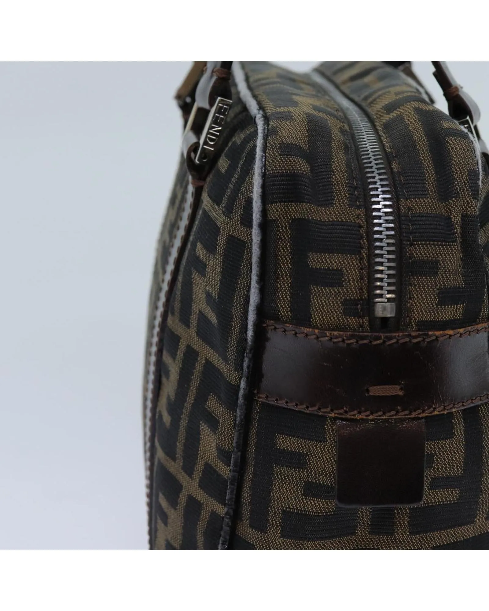 Canvas Brown Hand Bag with Zucca Pattern by Fendi