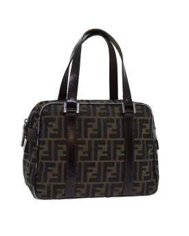 Canvas Brown Hand Bag with Zucca Pattern by Fendi