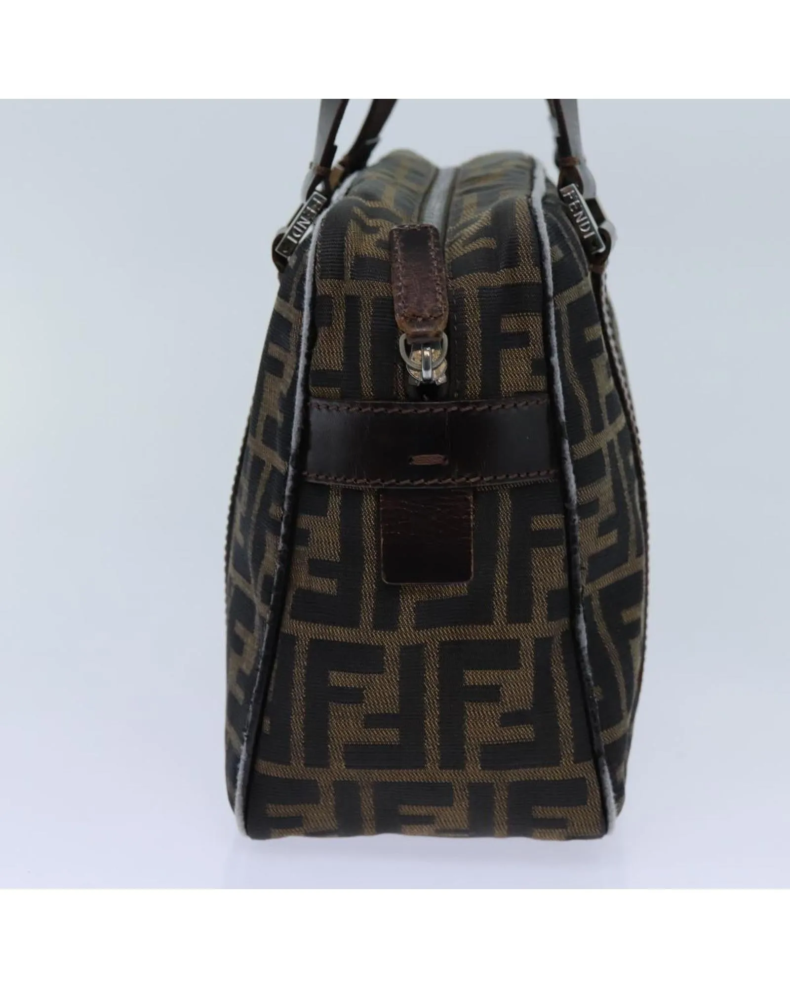 Canvas Brown Hand Bag with Zucca Pattern by Fendi