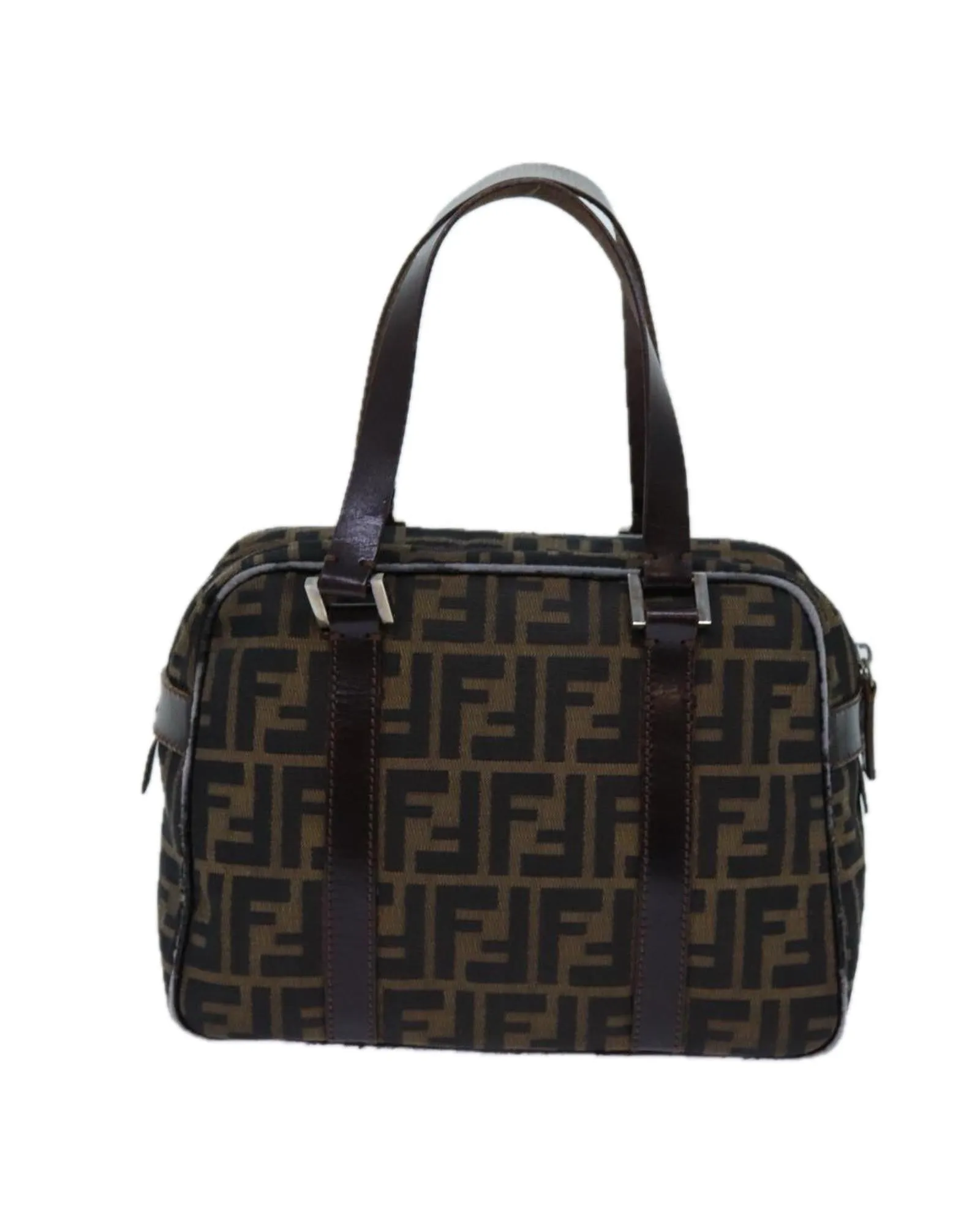 Canvas Brown Hand Bag with Zucca Pattern by Fendi