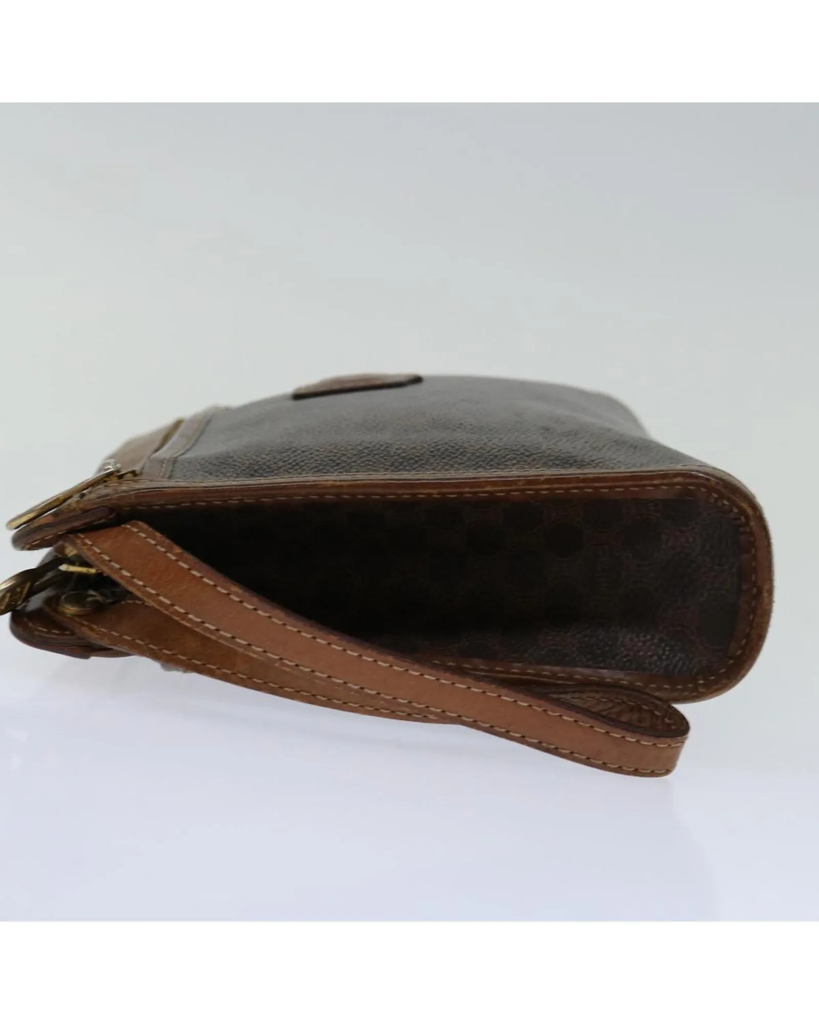 Canvas Clutch Bag with Brown PVC Leather by CELINE