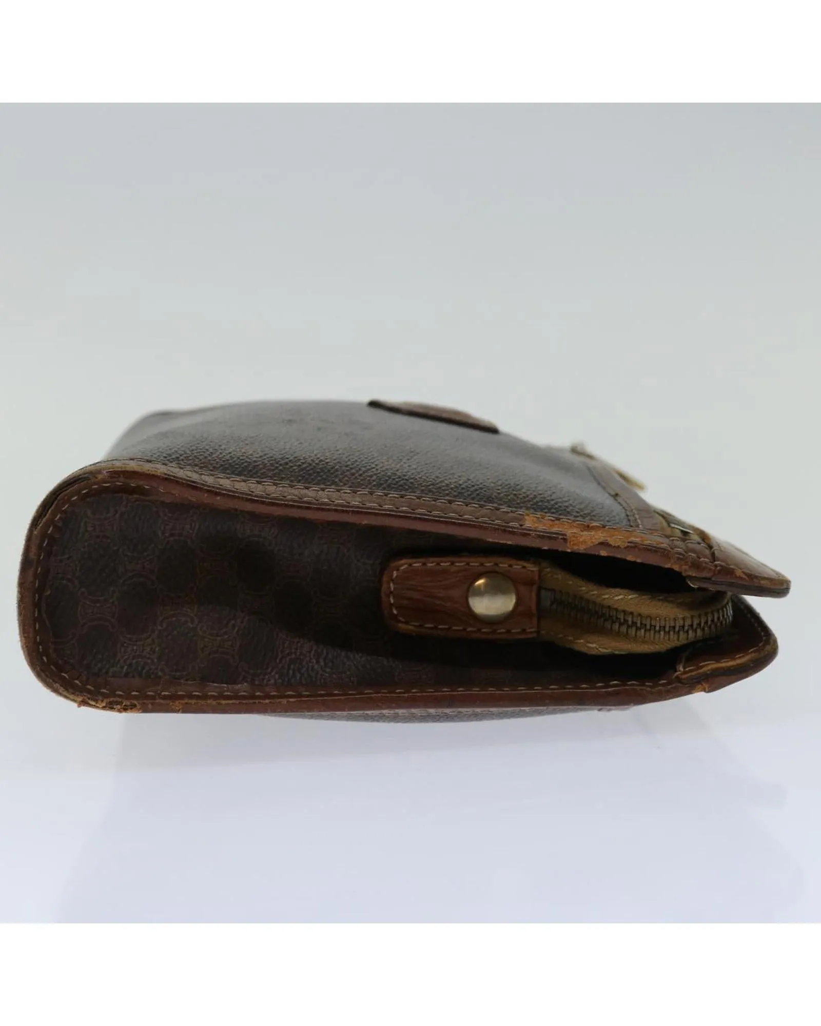 Canvas Clutch Bag with Brown PVC Leather by CELINE