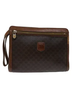 Canvas Clutch Bag with Brown PVC Leather by CELINE