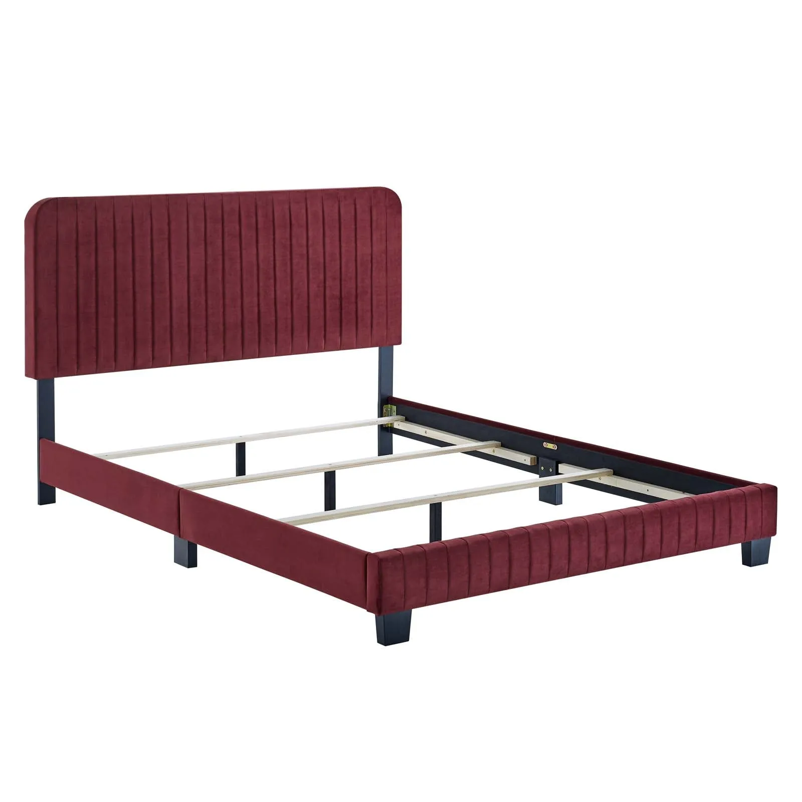 Celine Channel Tufted Performance Velvet Full Bed Maroon MOD-6331-MAR