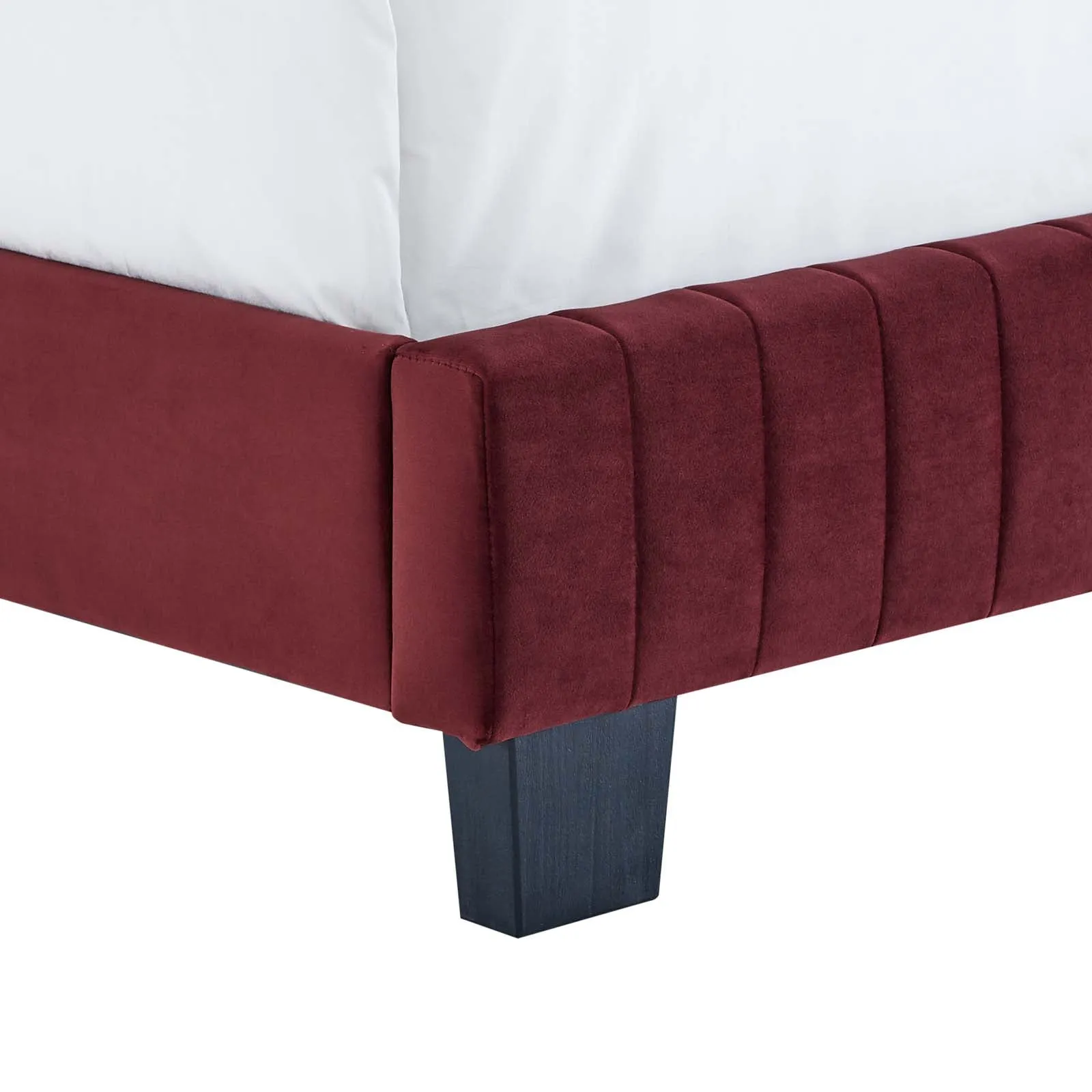 Celine Channel Tufted Performance Velvet Full Bed Maroon MOD-6331-MAR