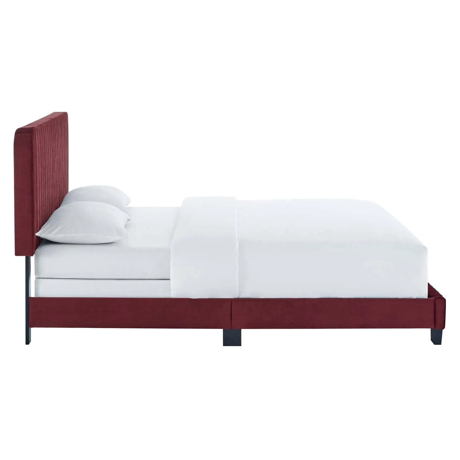 Celine Channel Tufted Performance Velvet Full Bed Maroon MOD-6331-MAR