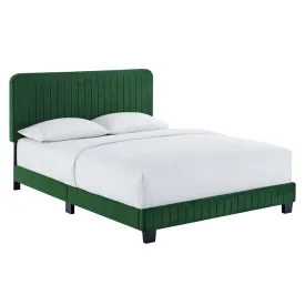 Celine Channel Tufted Performance Velvet Full Platform Bed Emerald MOD-6335-EME