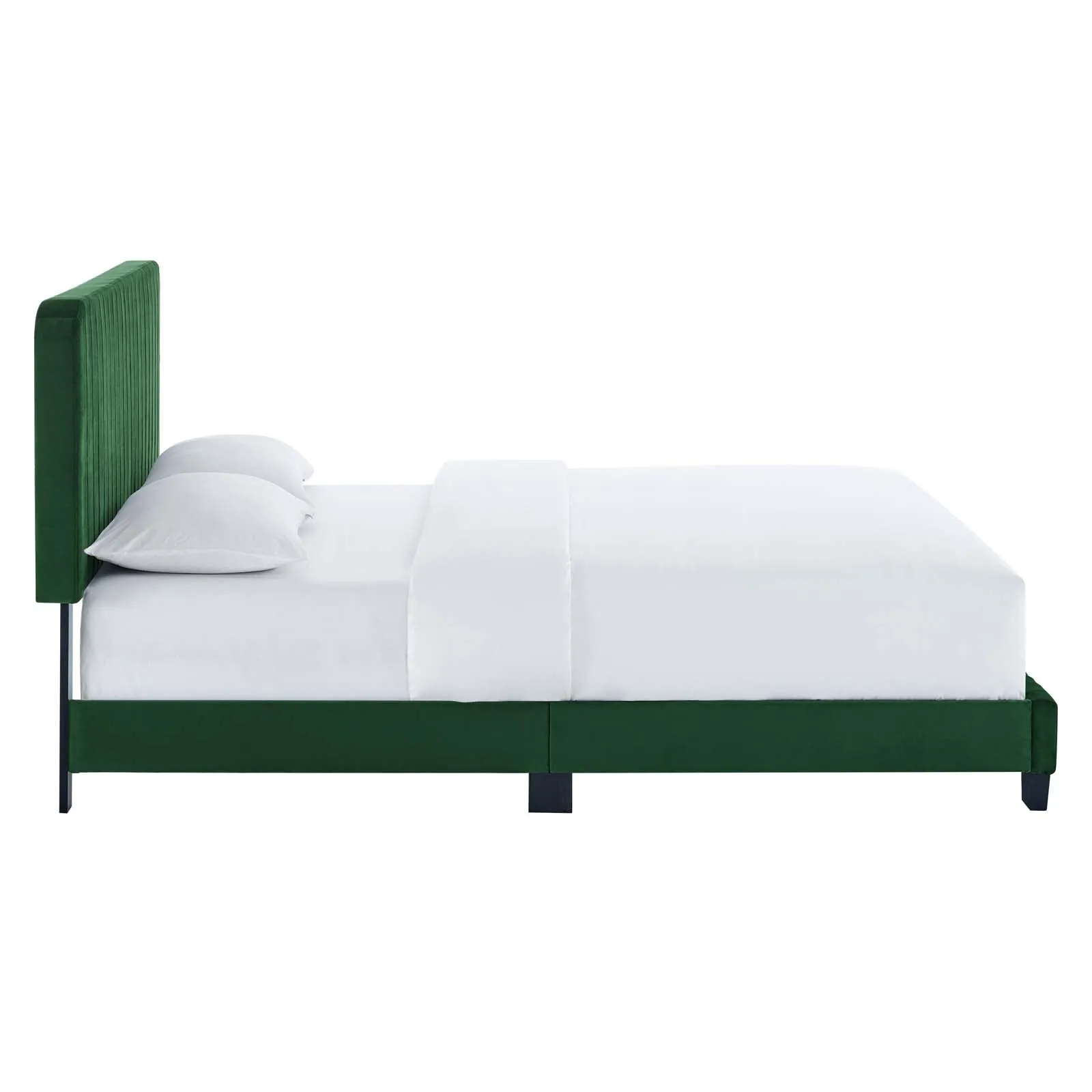 Celine Channel Tufted Performance Velvet Full Platform Bed Emerald MOD-6335-EME