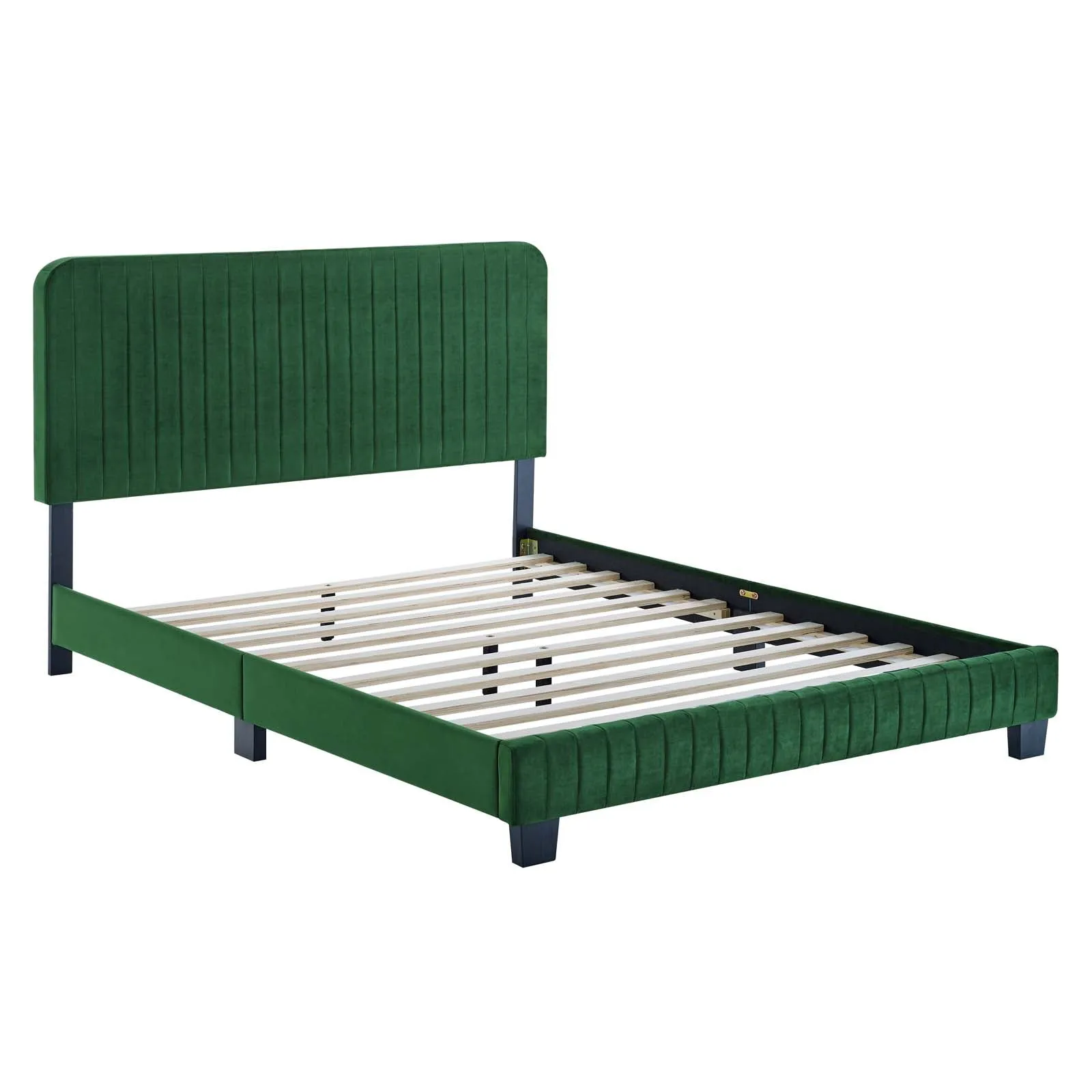 Celine Channel Tufted Performance Velvet Full Platform Bed Emerald MOD-6335-EME