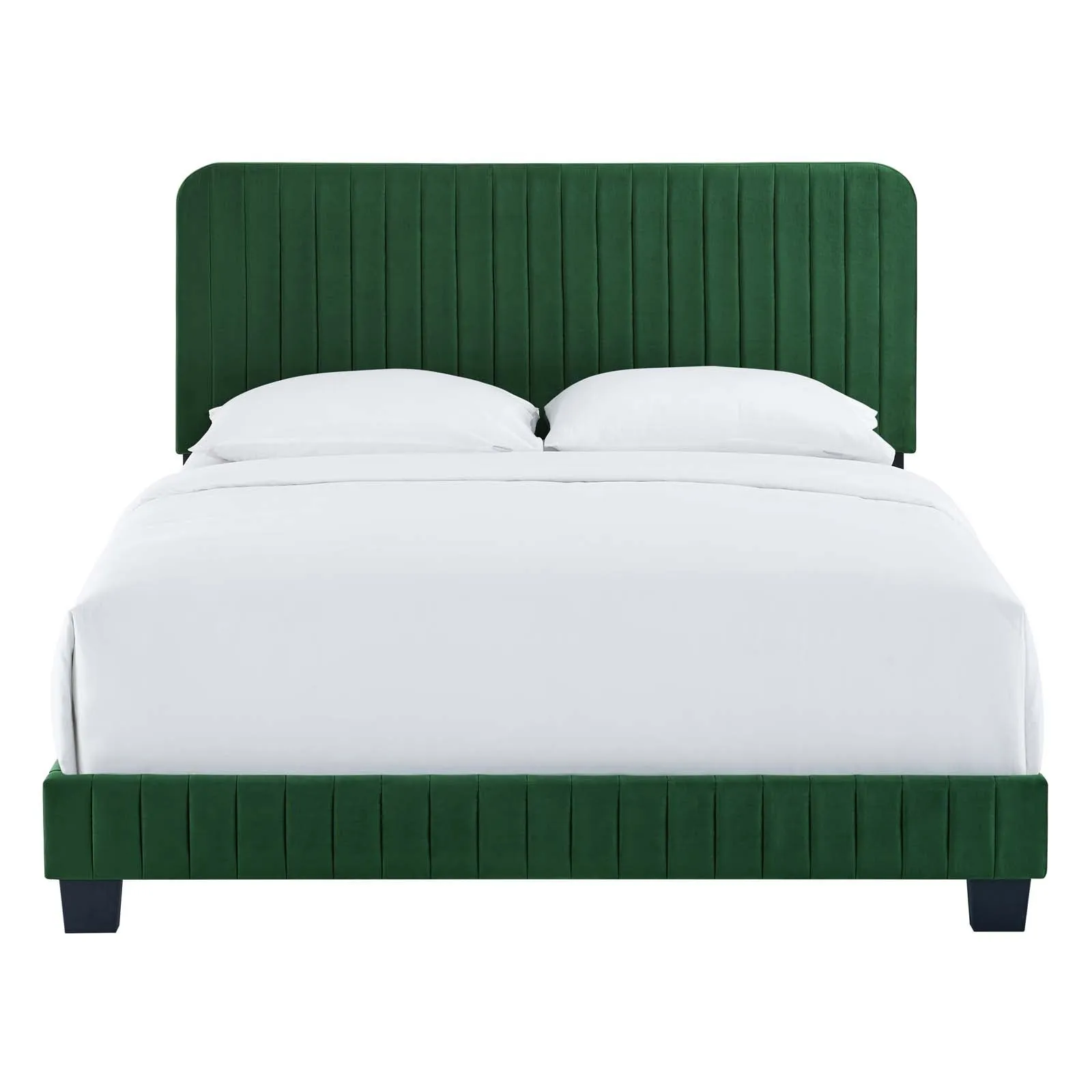 Celine Channel Tufted Performance Velvet Full Platform Bed Emerald MOD-6335-EME